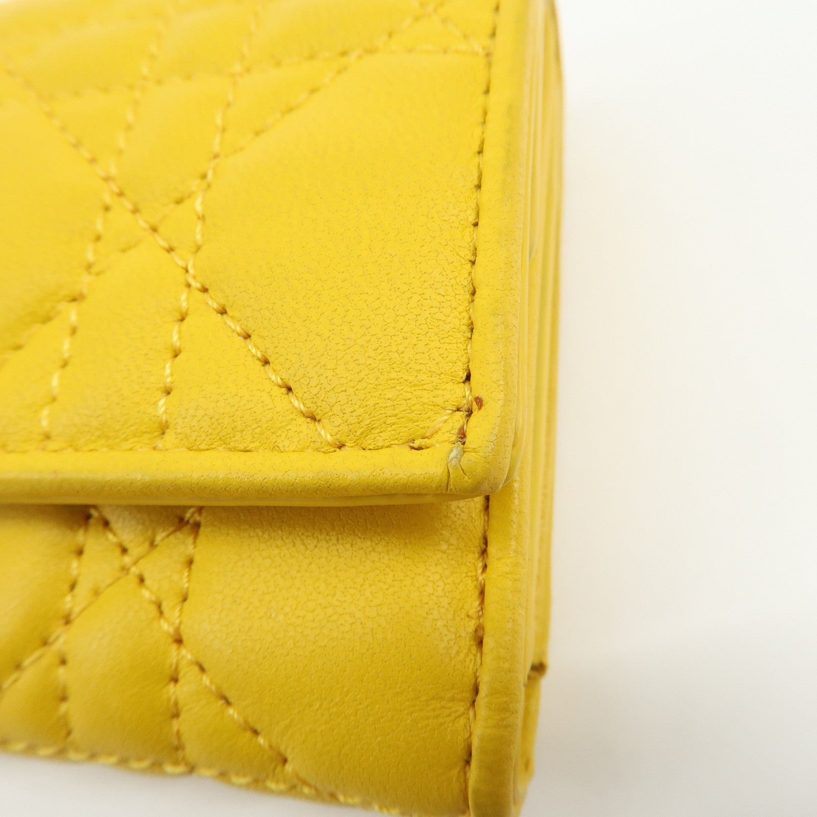 Christian Dior Lady Dior Cannage Leather Lotus Compact Wallet Yellow