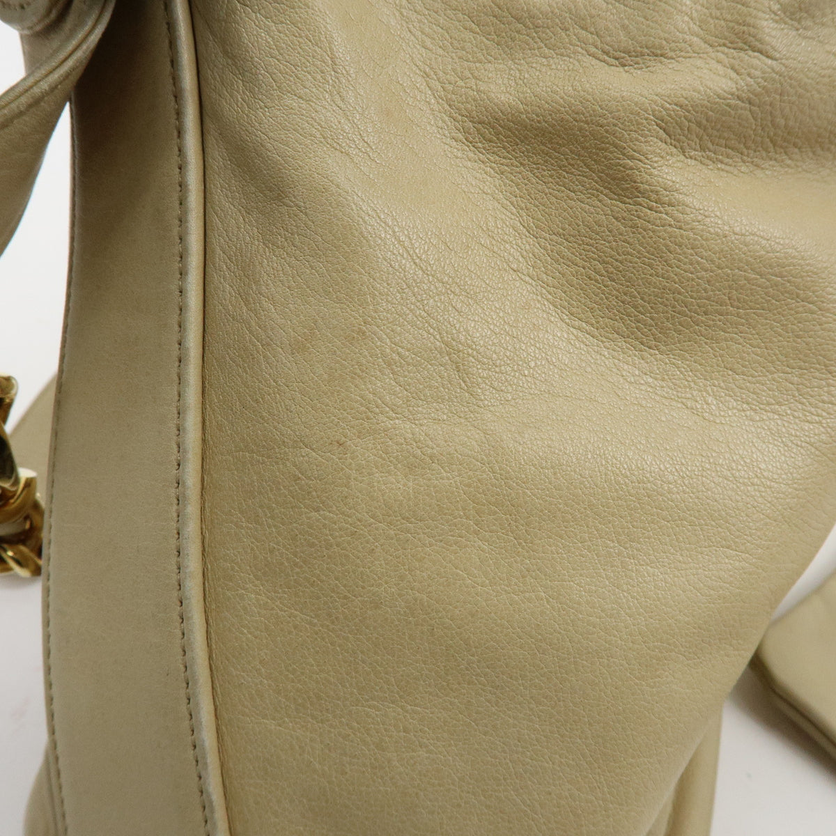 CHANEL Lamb Skin Bucket Chain Shoulder Bag Beige A01349