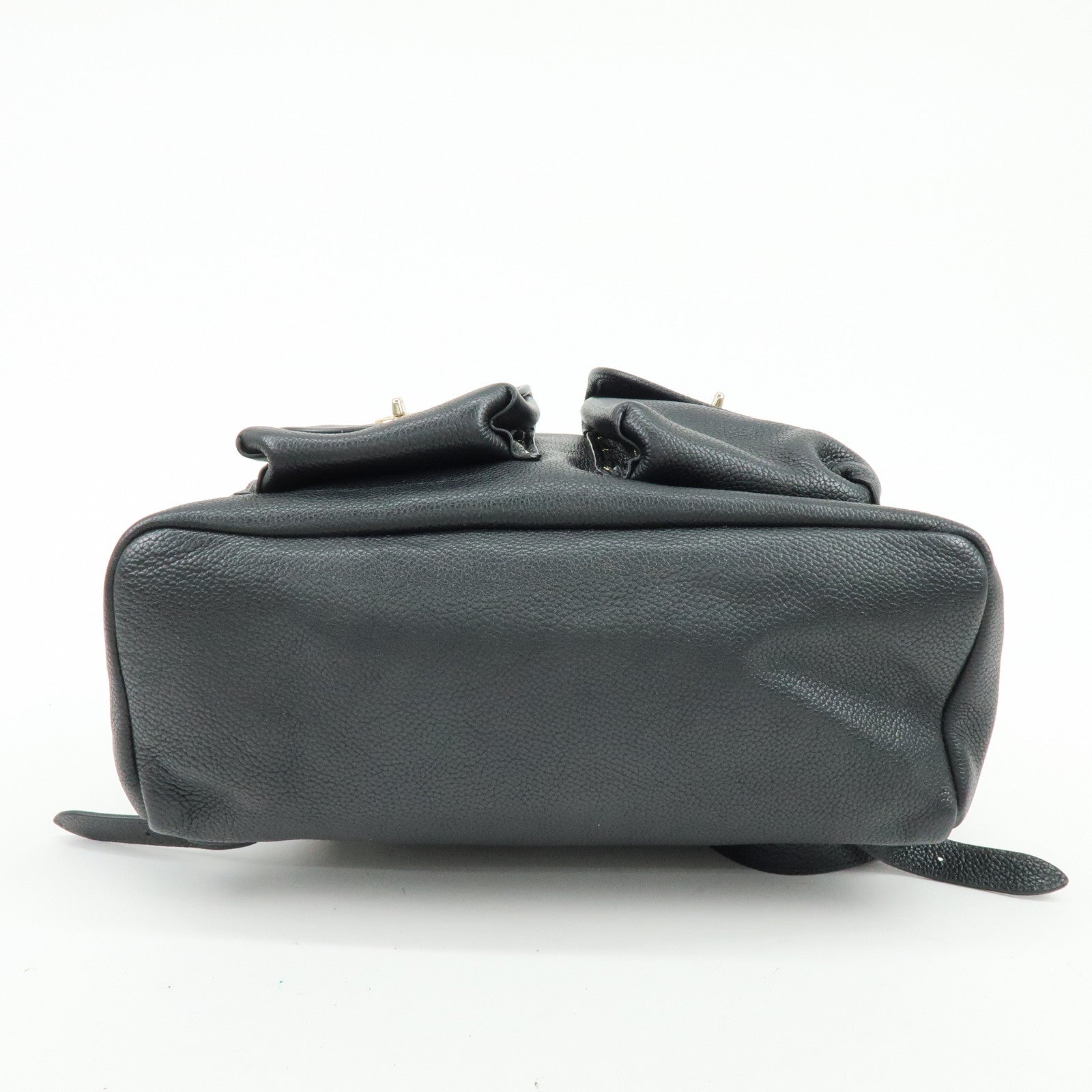 COACH Logo Leather Turn Lock Backpack Rucksack Black