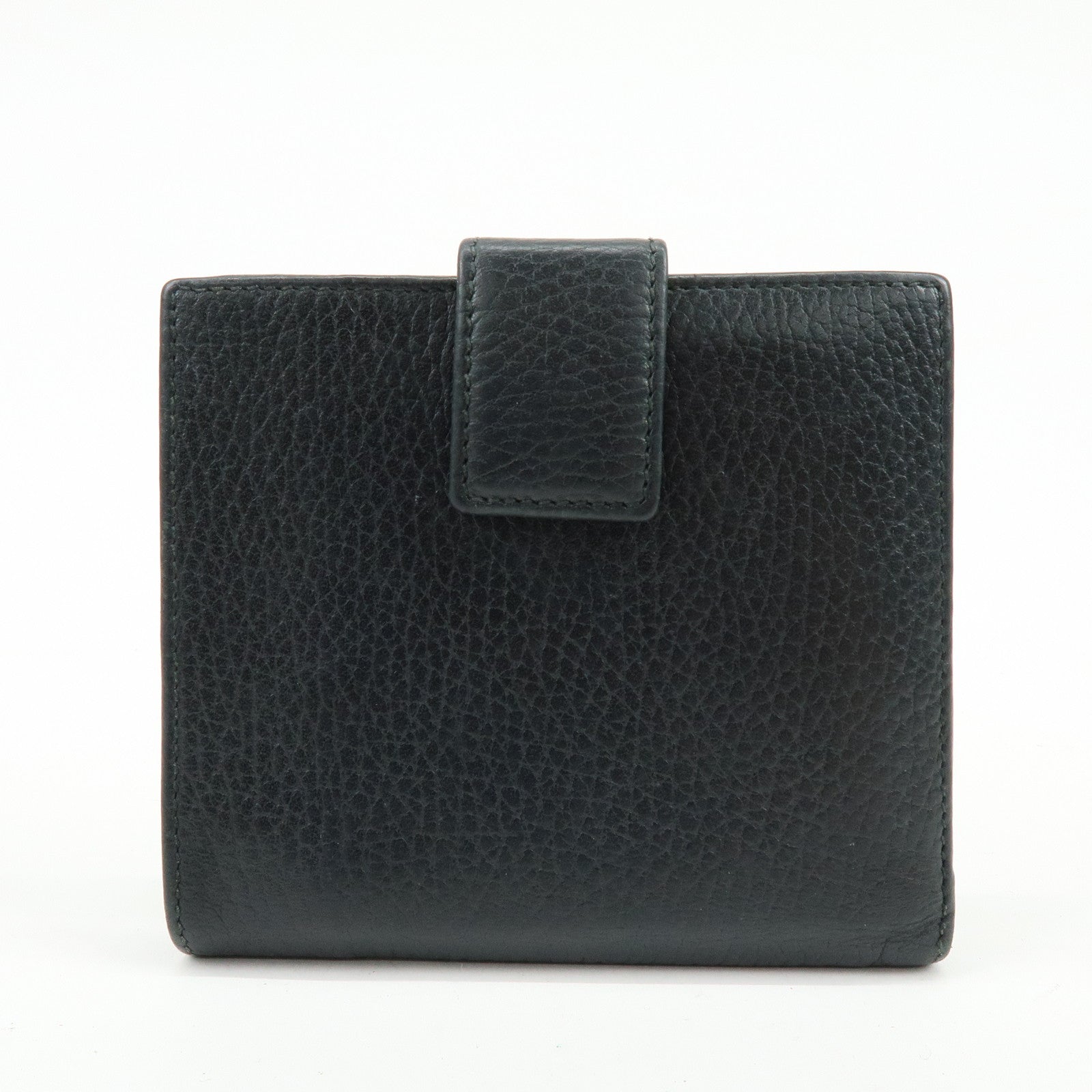 GUCCI GG Petit Marmont Leather Double Hook Compact Wallet Black 456122