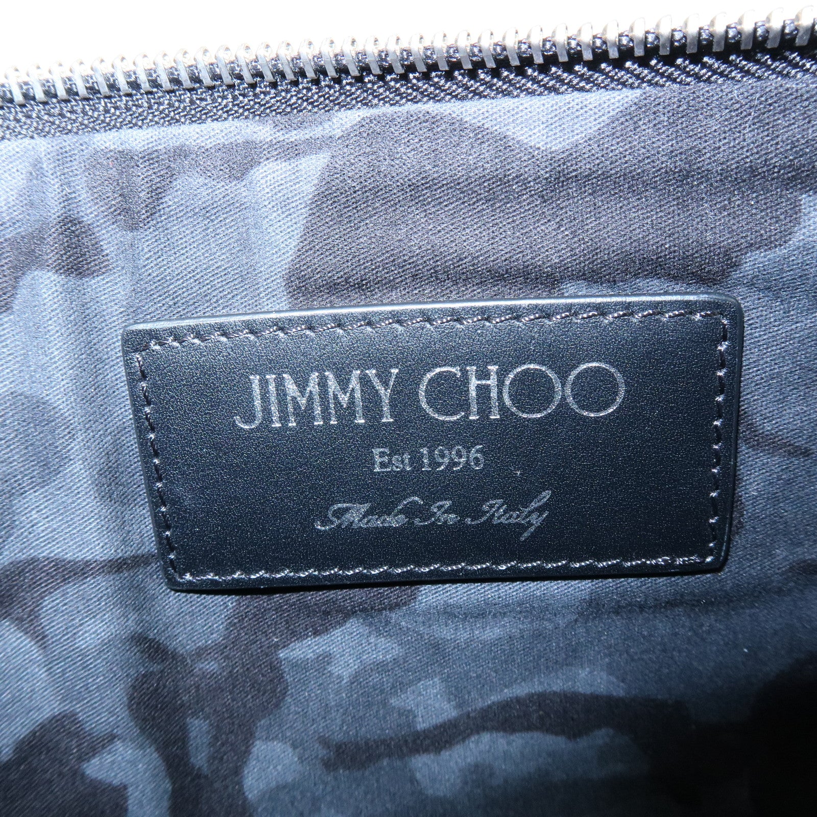 JIMMY CHOO Leather Star Embossed Studs Clutch Bag  Wristlet Pouch Black