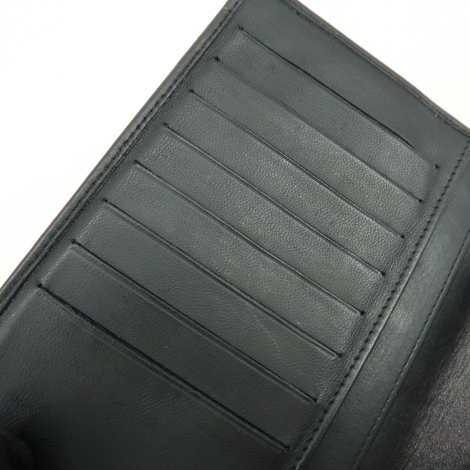 CHANEL COCO Mark Leather Bi-fold Flap Long Wallet Black