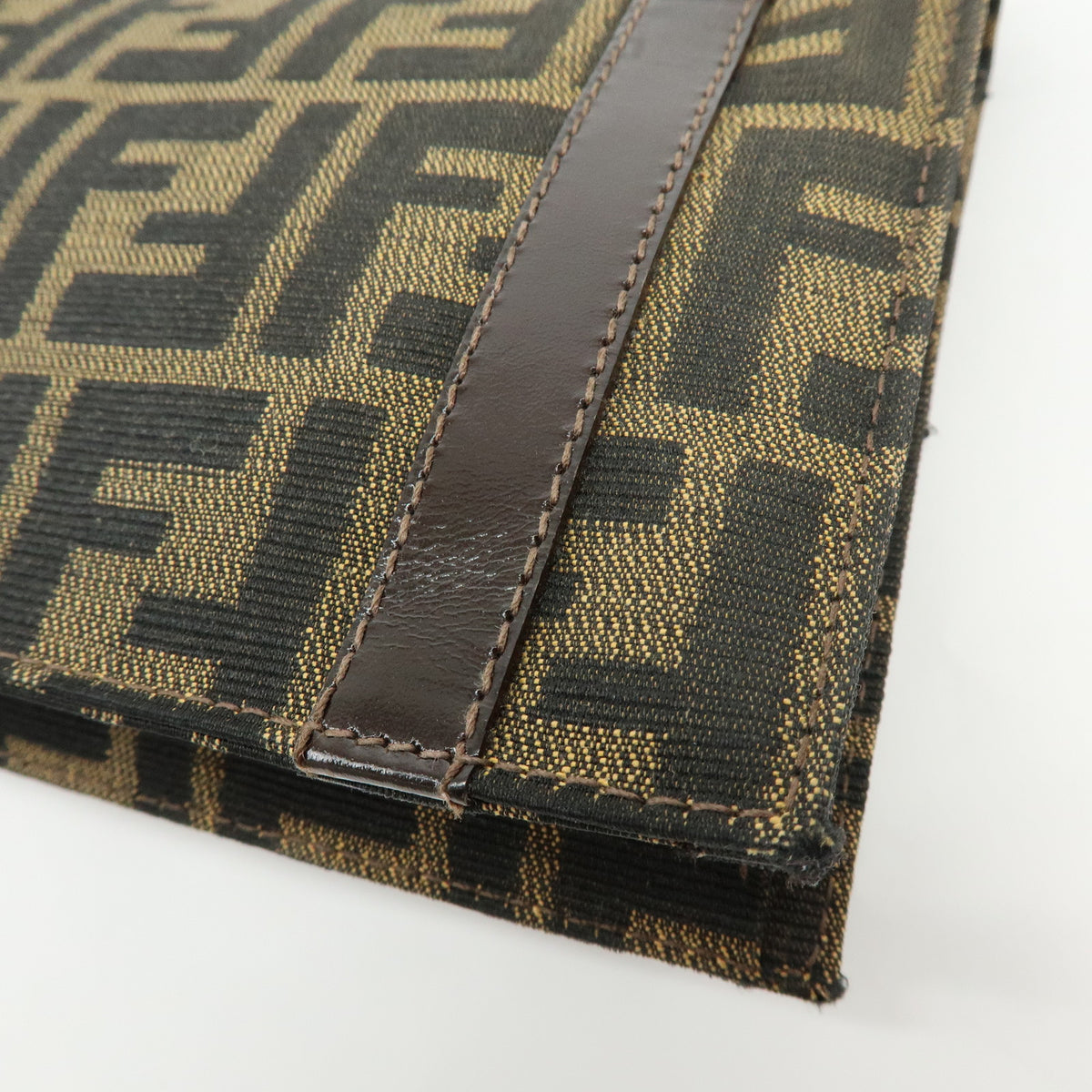 FENDI Zucca Jacquard Canvas Leather Shoulder Bag Brown Black 0915967002
