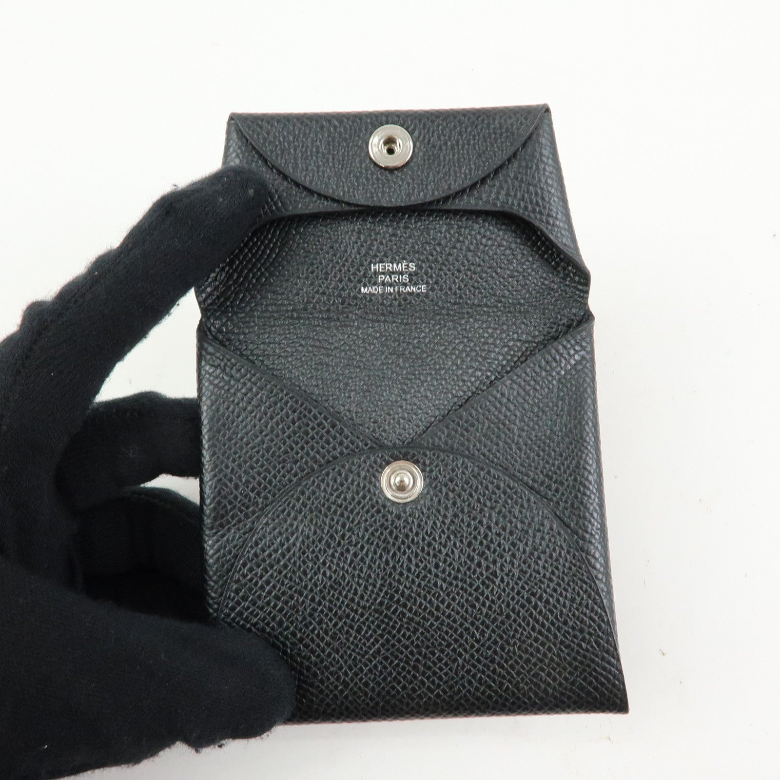 HERMES Bastia Veau Epsoｍ A Stamped Coin Case Coin Purse Black