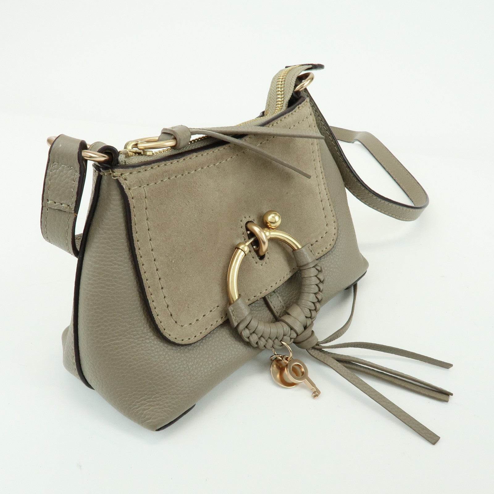 Chloe See by Chloe Joan Leather Suede Mini 2Way Bag Hand Bag Greige