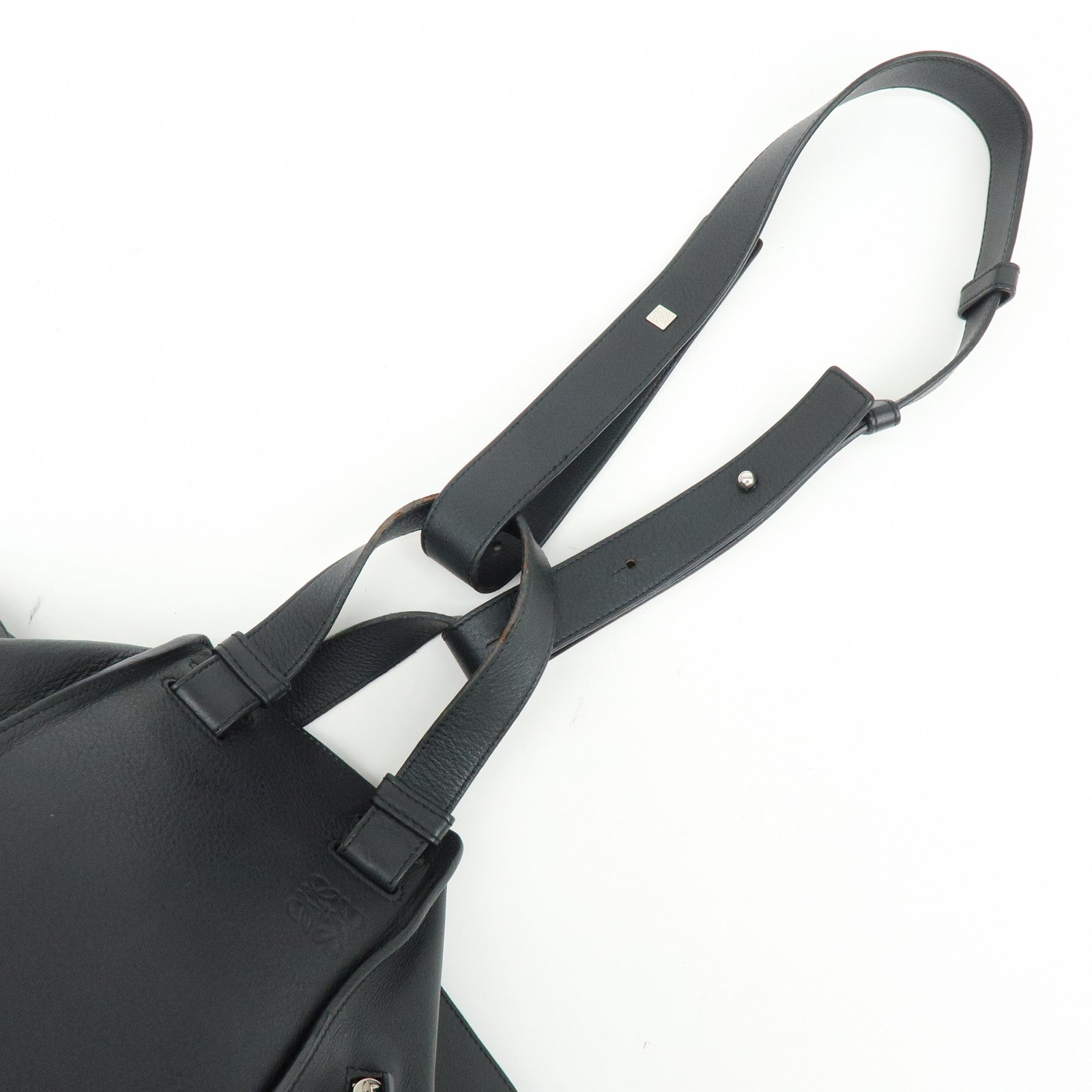 LOEWE Anagram Hammock Medium Leather Shoulder Crossbody Bag Black