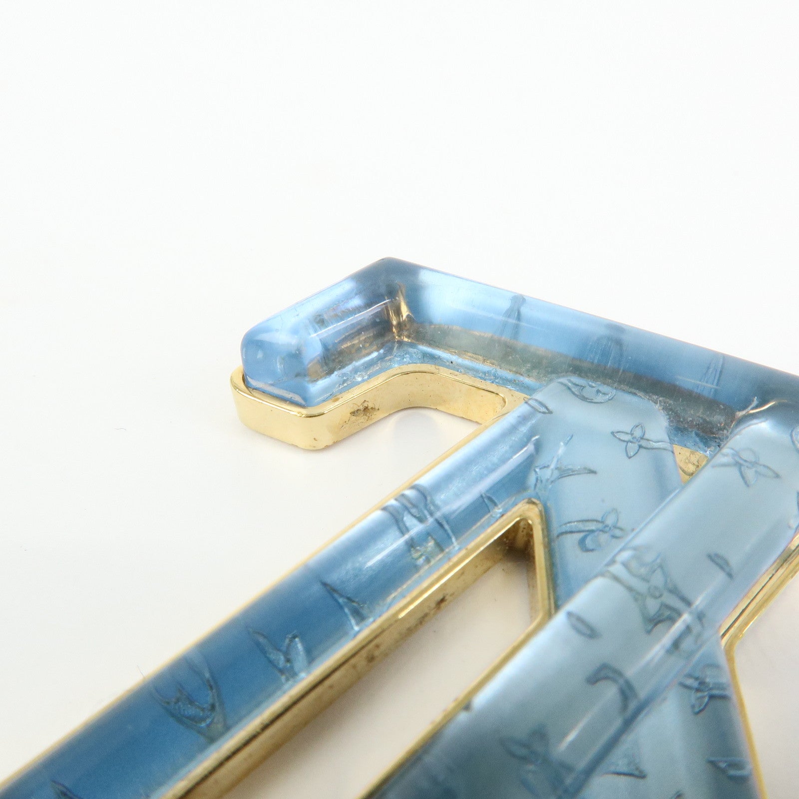 Louis Vuitton LV Gloss Metal Key Ring Bag Charm Blue M02590