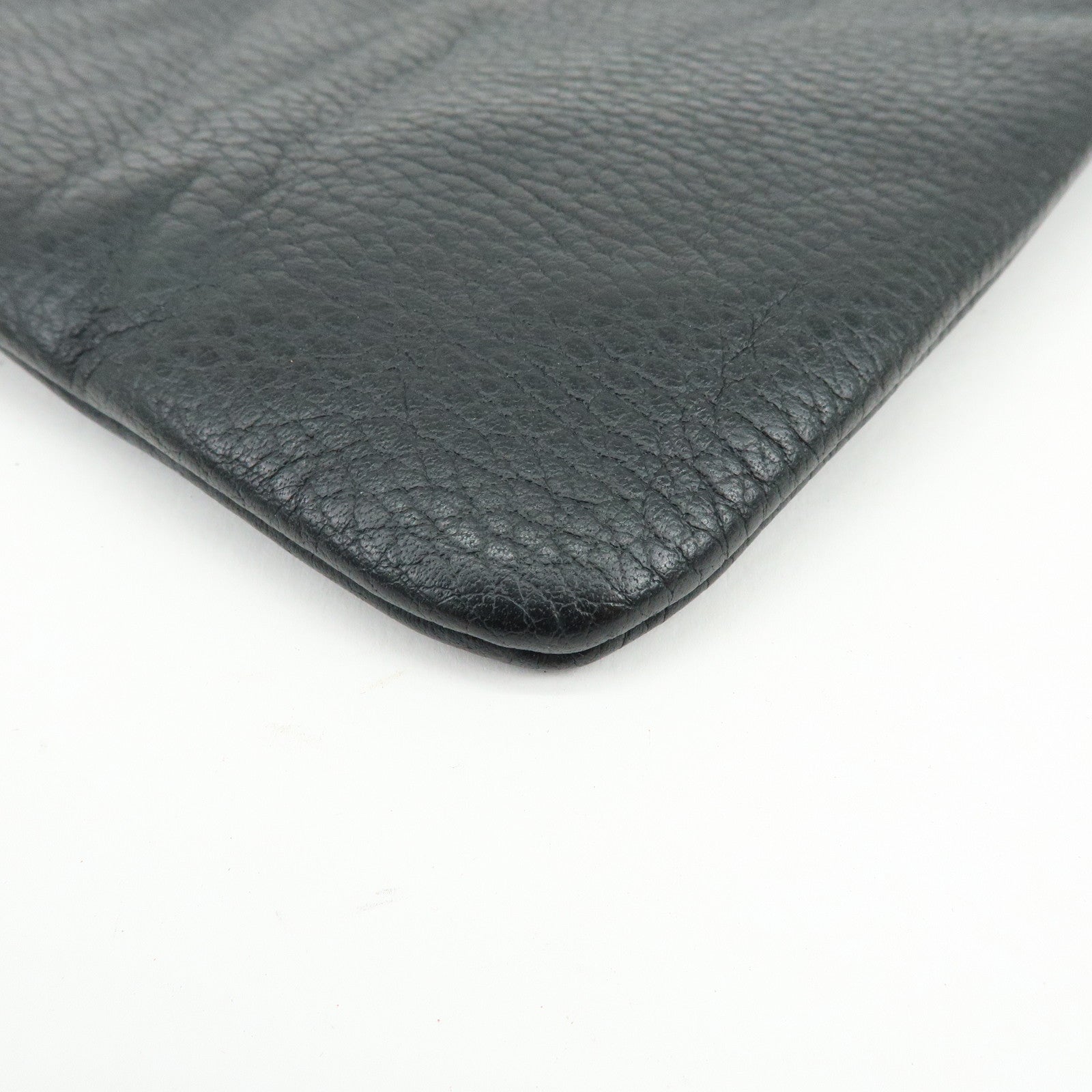 GUCCI Bamboo Leather Clutch Bag Flat Pouch Black 449653