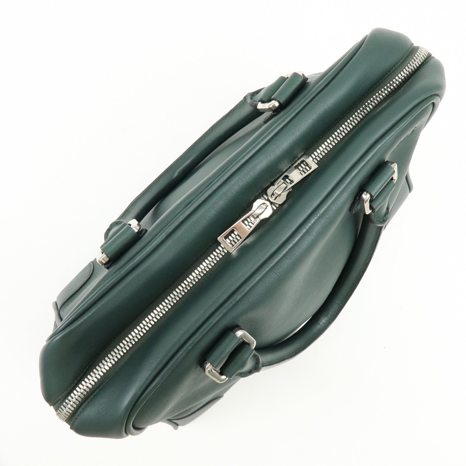 LOEWE Anagram Amazona Leather Boston Bag Hand Bag Dark Green