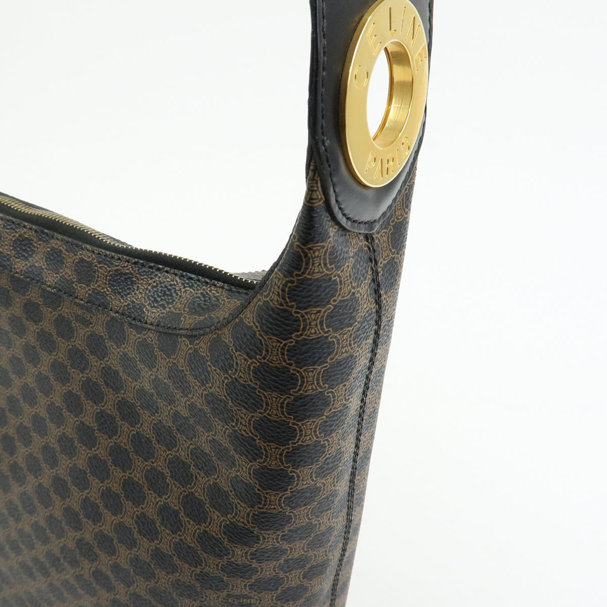 CELINE Macadam PVC Shoulder Bag Crossbody Bag Brown Black