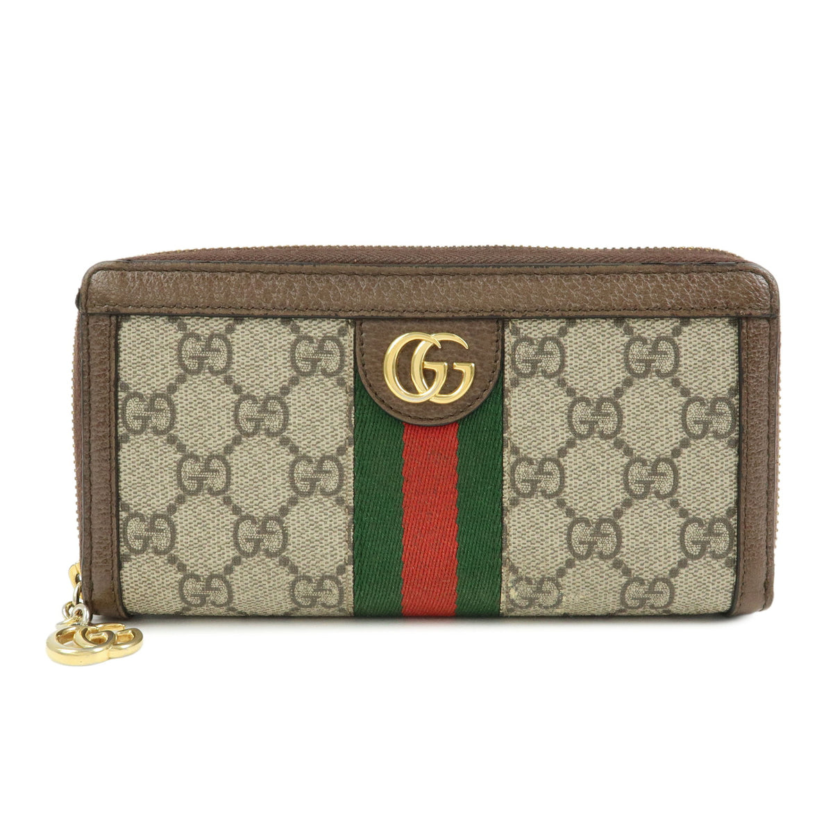 GUCCI Ophidia Sherry GG Supreme Leather Round Zippy Wallet 523154
