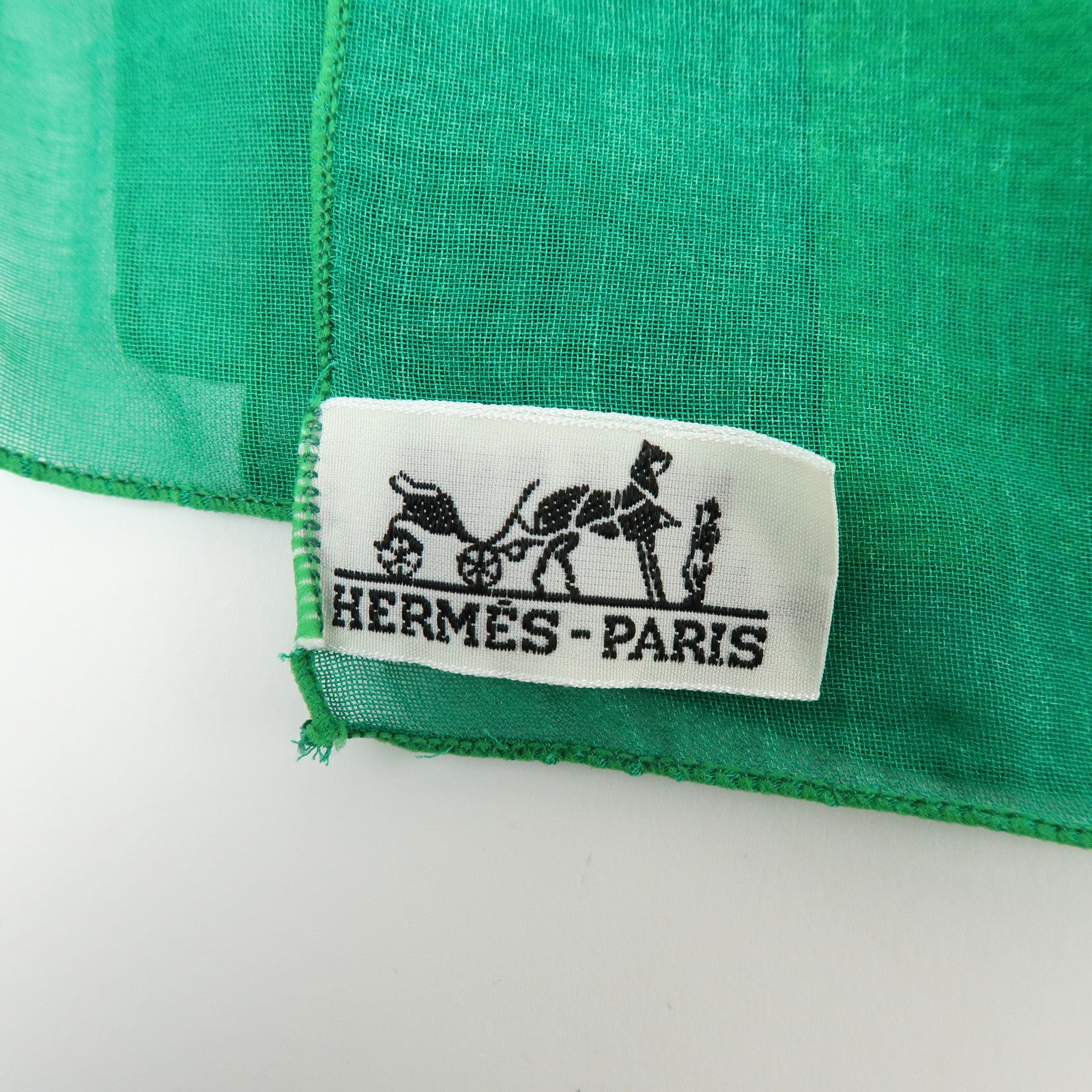 HERMES Vive La France Cotton 100％ Scarf Pareo Green Blue Yellow