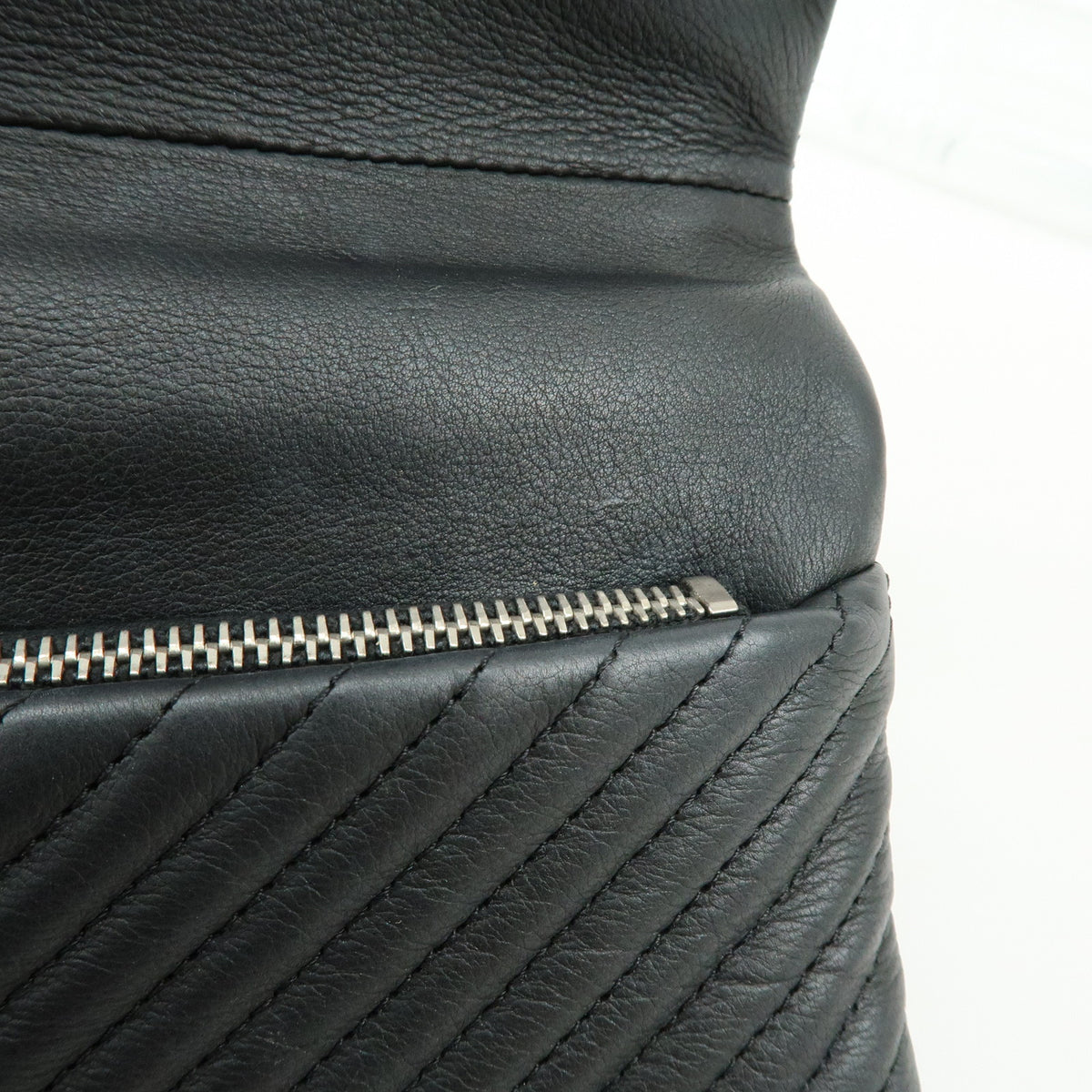 CHANEL Boy Chanel Chevron Calfskin Clutch Bag Black Silver