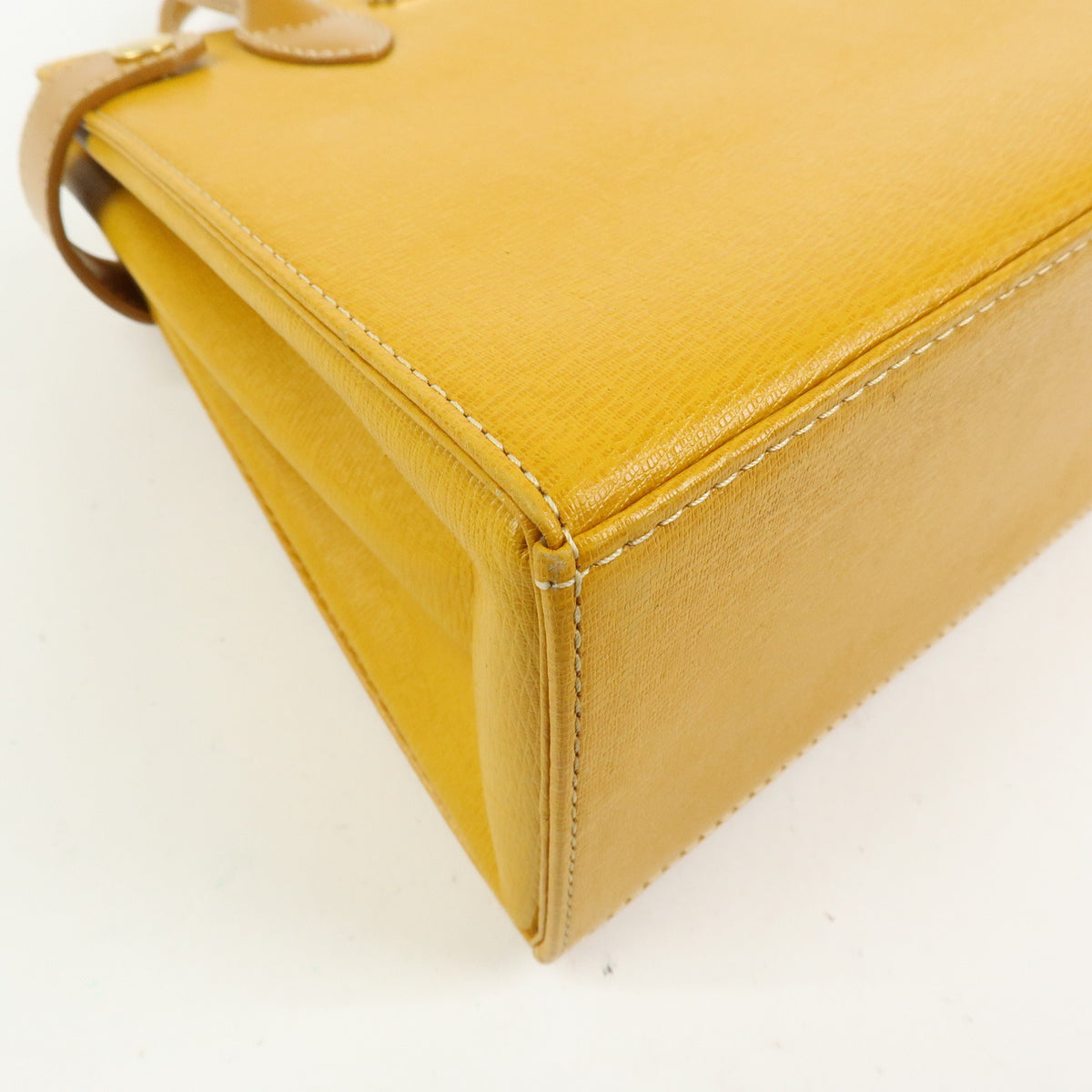 BURBERRY Leather Mini Hand Bag Tote Bag Yellow