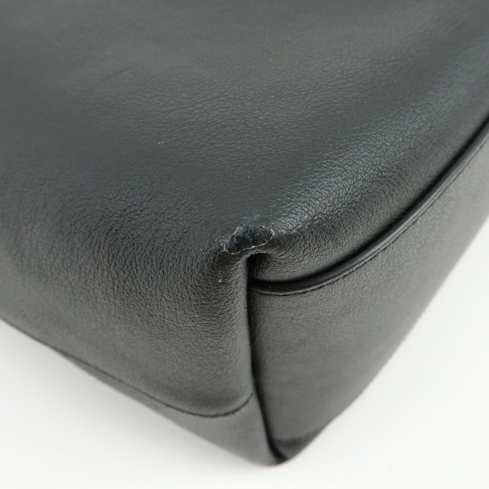 SAINT LAURENT Leather Sac Shopping Tote Bag Shoulder Bag Black 467946