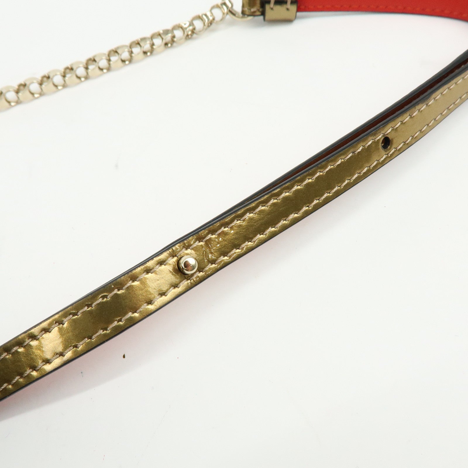 Christian Louboutin Glitter Patent Leather 2Way Bag Shoulder Bag Gold