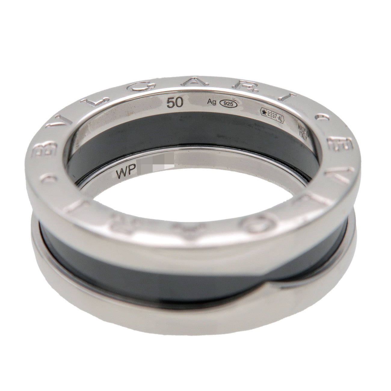 BVLGARI B-Zero1 Save the Children Ring SV925 Black Ceramic #50 US5.25