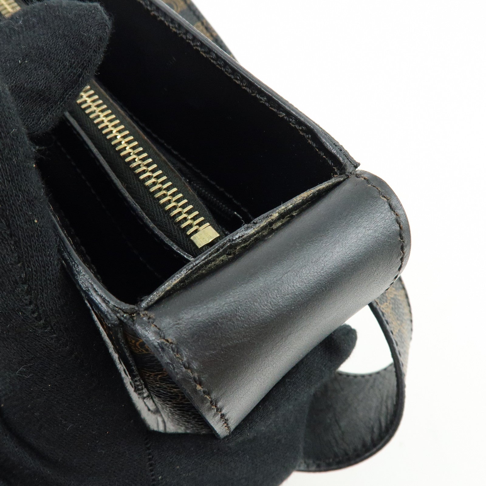 CELINE Macadam PVC Leather Shoulder Bag Hand Bag Black Brown