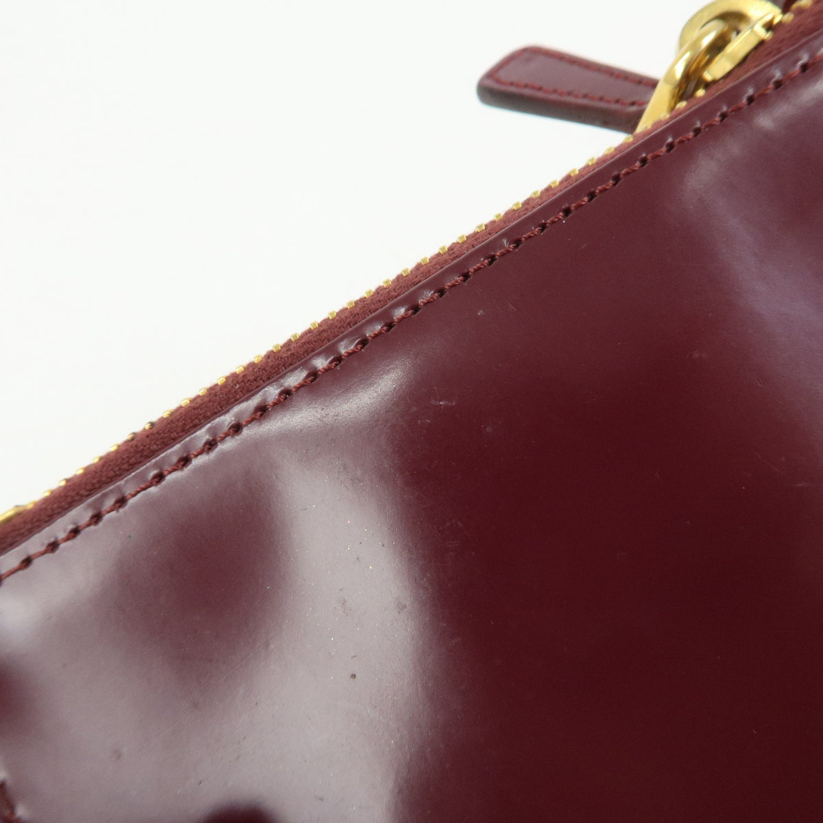 MIU MIU Leather Coin Case Key Ring Pouch Purse Bordeaux Wine Red