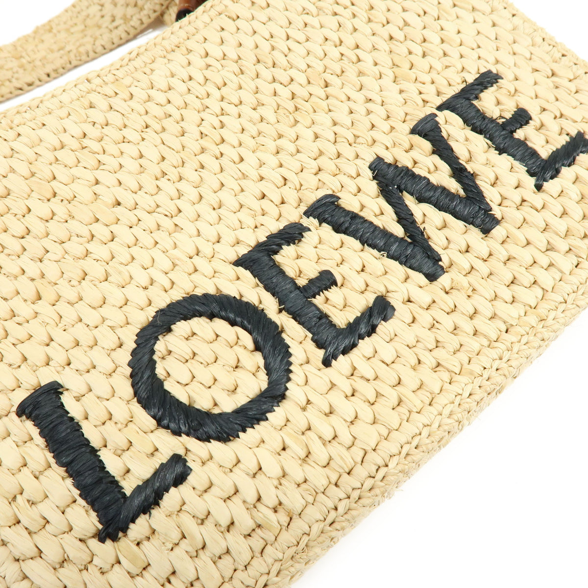 LOEWE Font Tote Small Raffia Leather 2Way Bag Shoulder Bag Natural