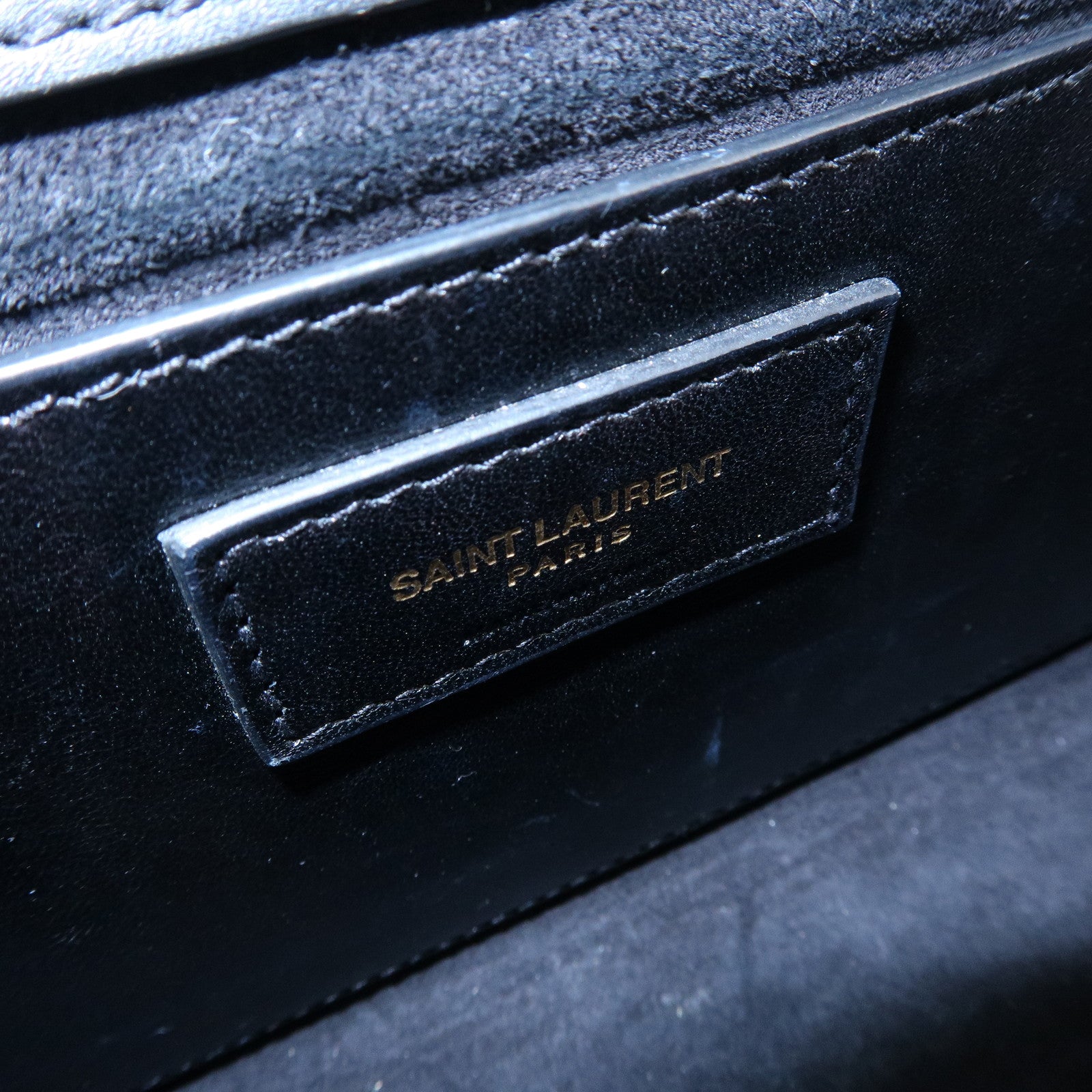 SAINT LAURENT PARIS Leather Chain Shoulder Bag Black 474366