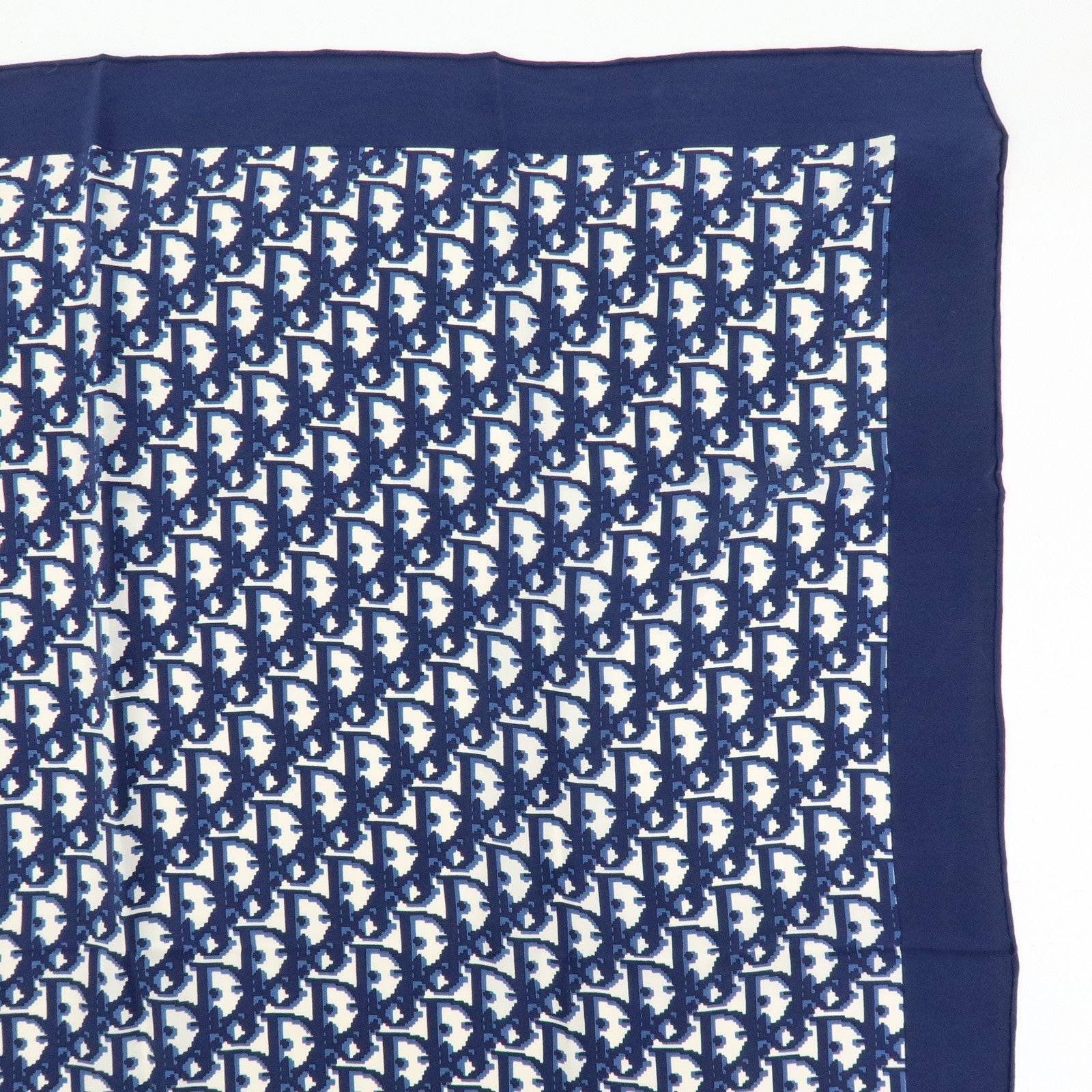 Christian Dior Trotter Silk 100% Scarf Navy White