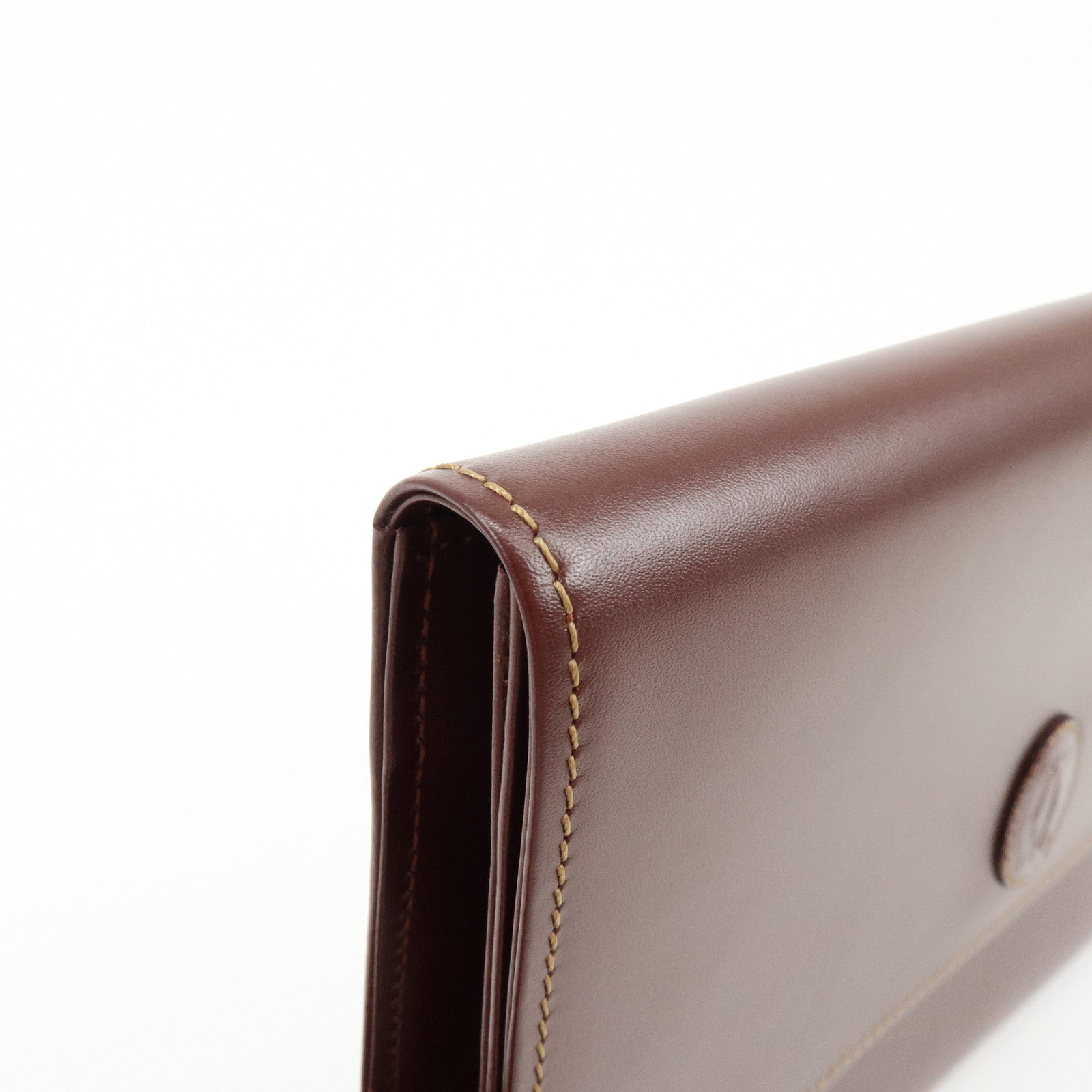 Cartier Must de Cartier Leather Clutch Bag Flat Pouch Bordeaux
