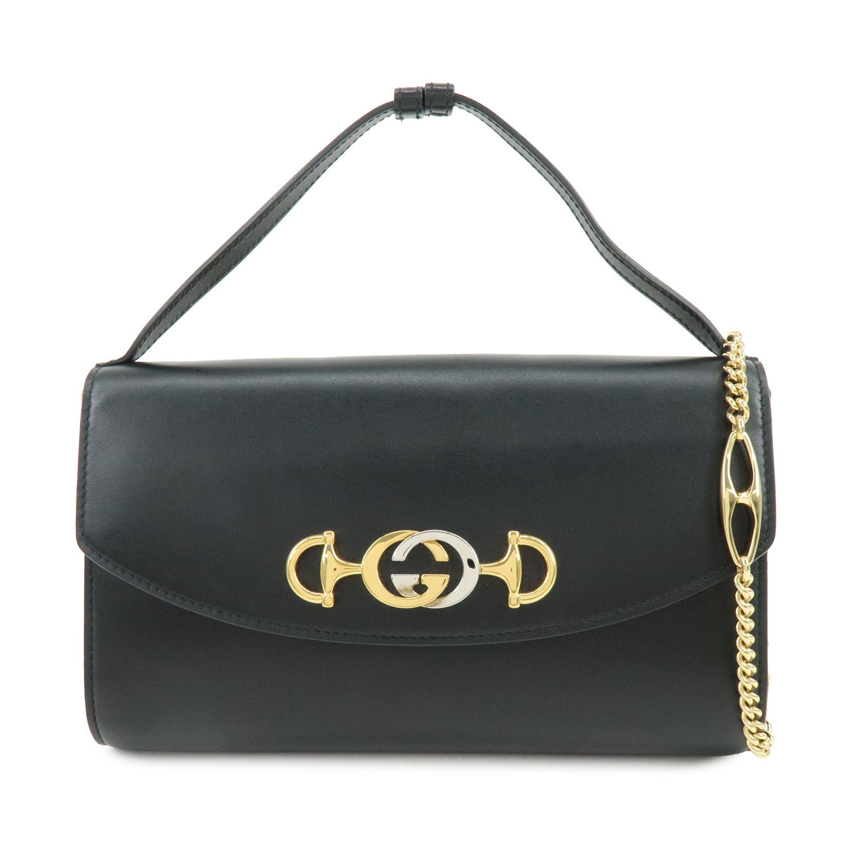 GUCCI Zumi Leather 2 Way Chain Shoulder Bag Hand Bag Black 572375