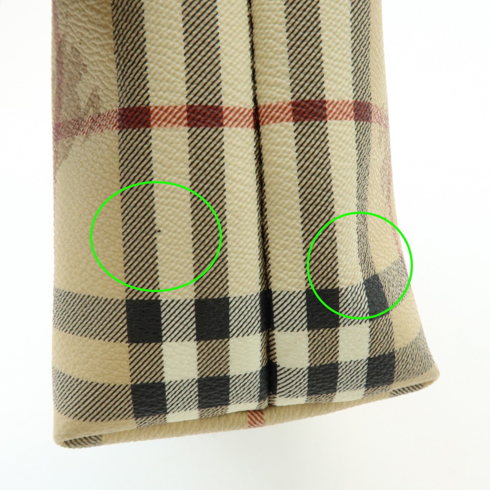 BURBERRY Nova Plaid PVC Leather Hand Bag Pouch Beige