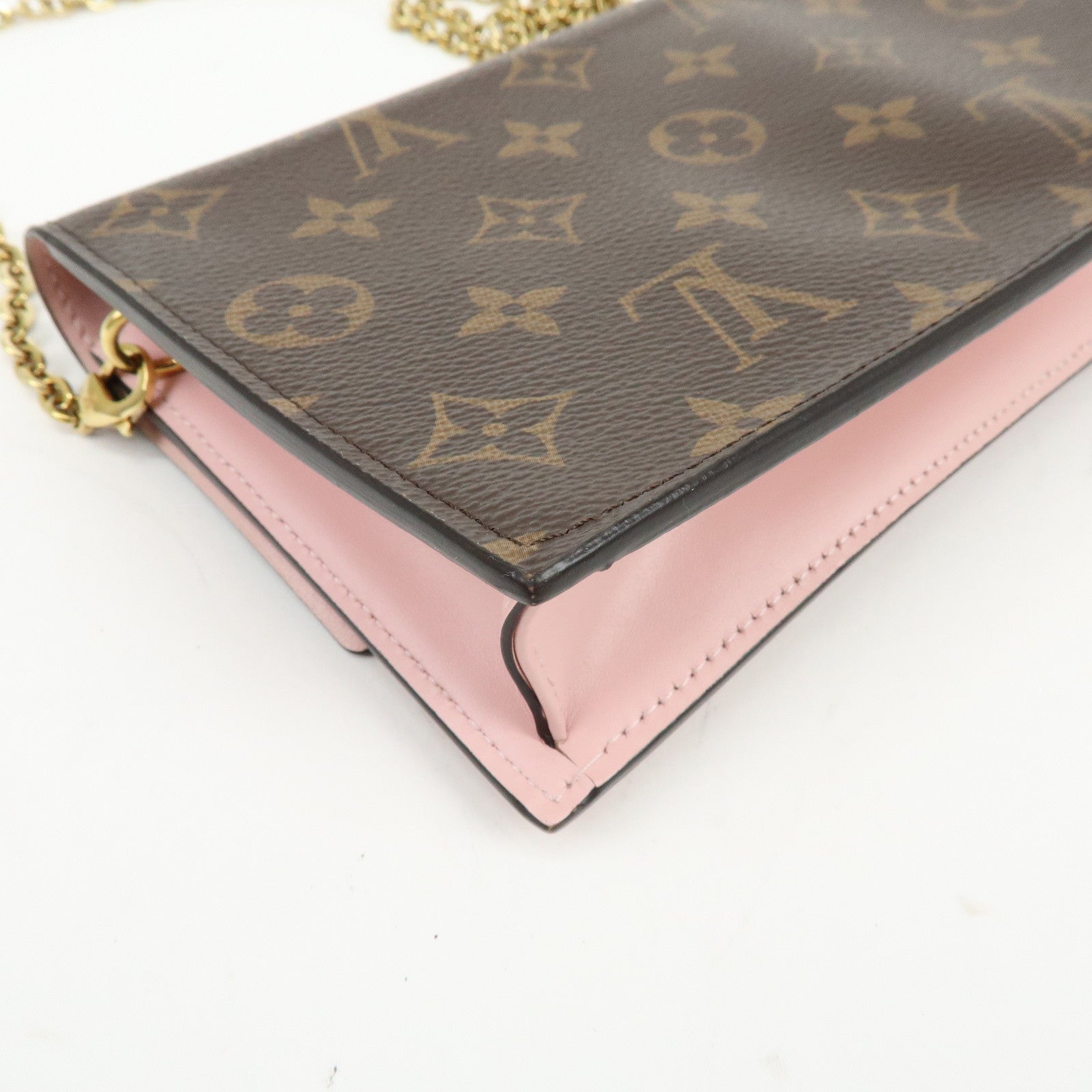 Louis Vuitton Monogram Portefeuille Flore Chain Wallet Pink M67405