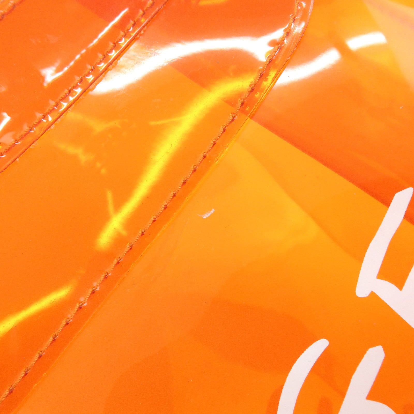 HERMES Kelly Vinyl Hand Bag Clear Orange
