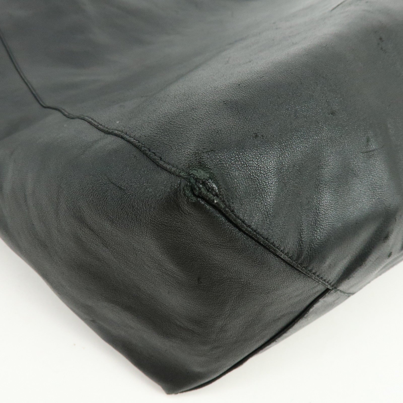 CELINE Horizontal Cabas Leather Tote Bag Hand Bag Black