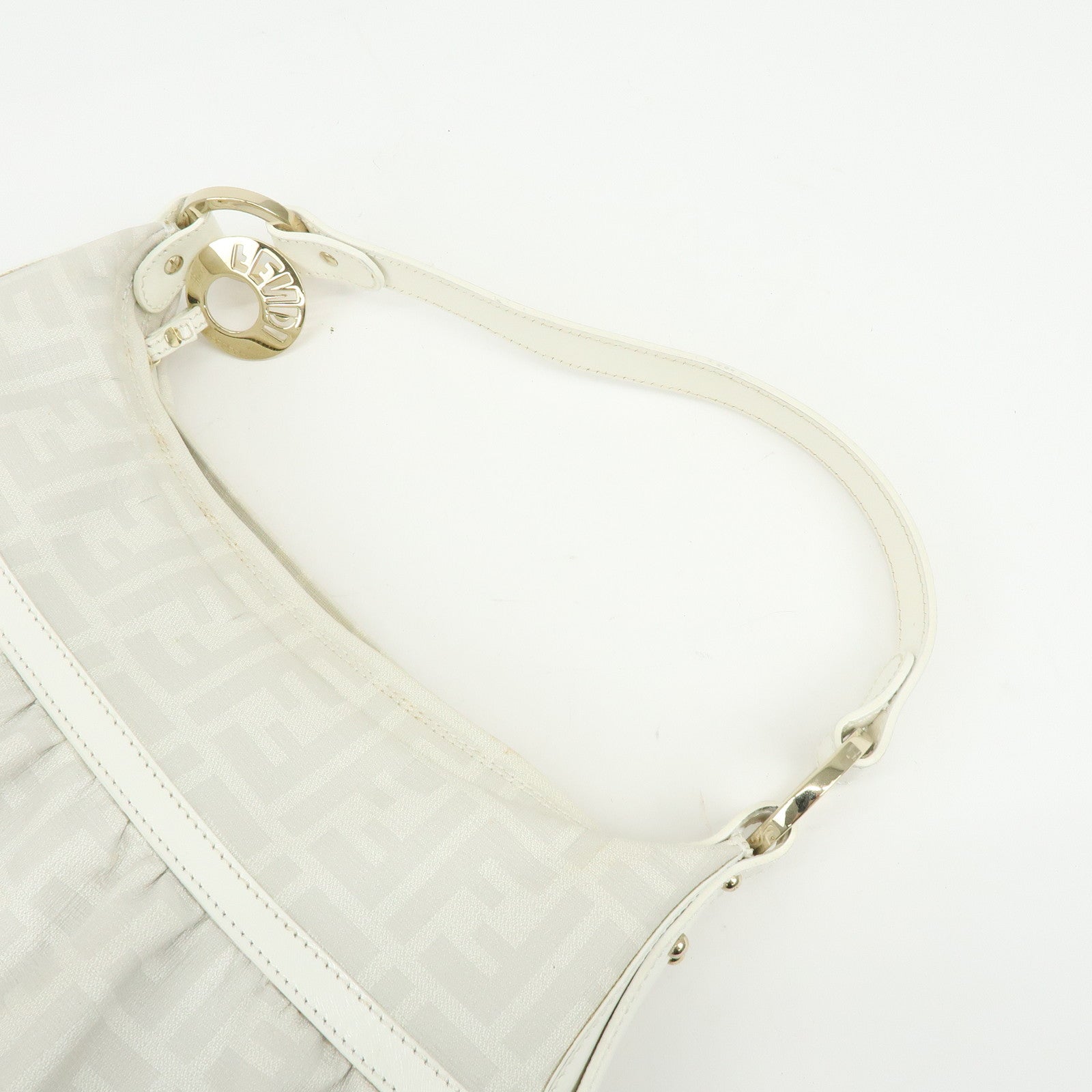 FENDI Zucca PVC Leather Shoulder Bag Hand Bag White 8BR448