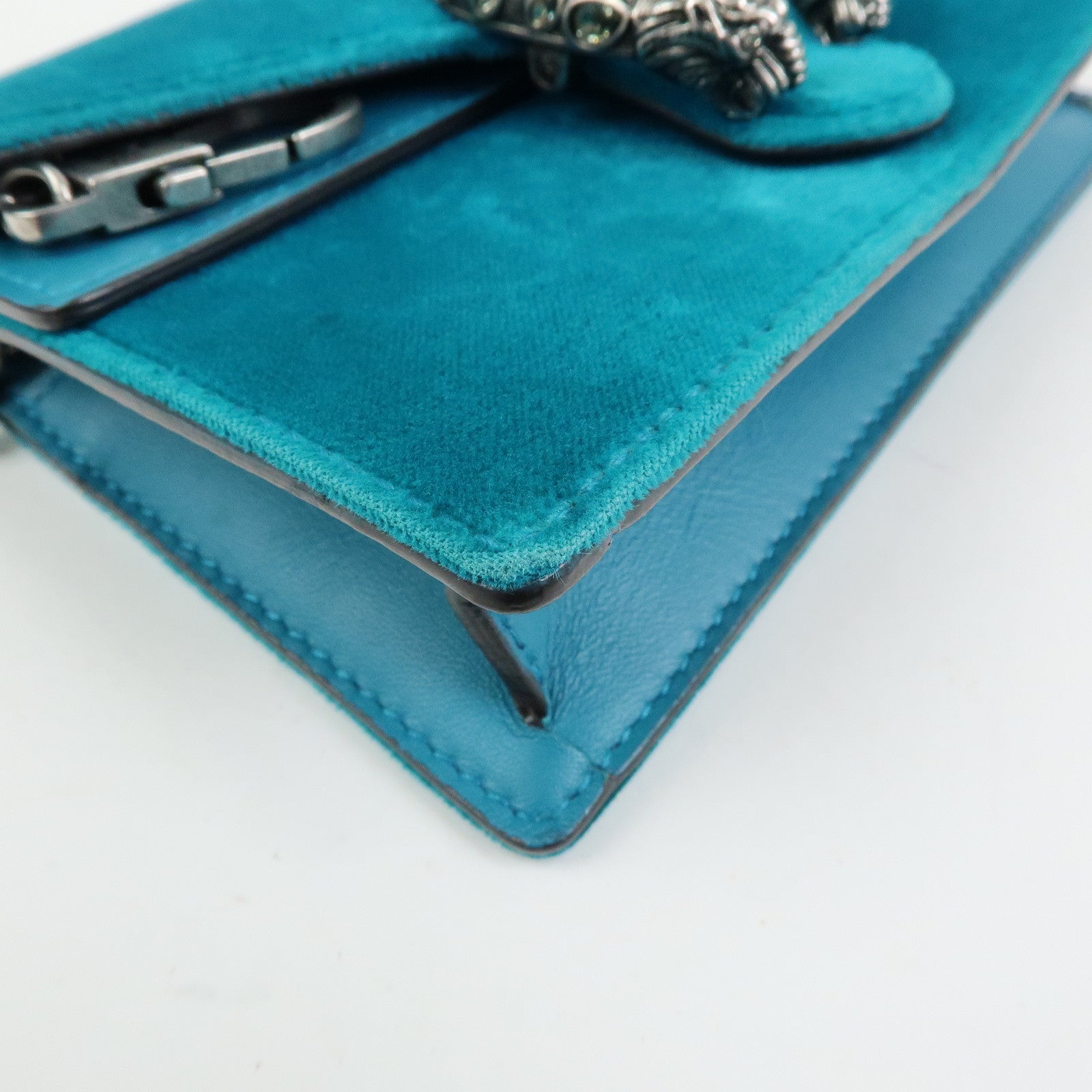 GUCCI Dionysus Super Mini Bag Velour Chain Shoulder Bag Green 476432