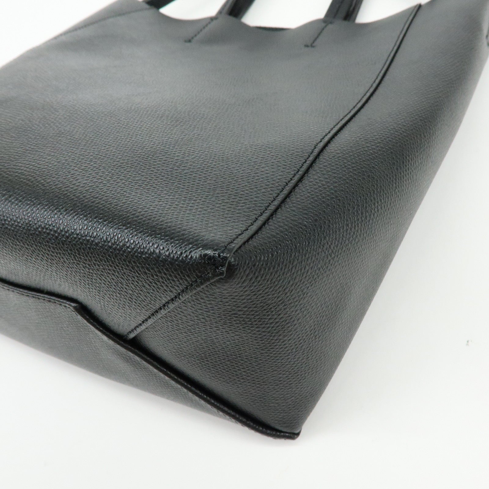 CELINE Vertical Cabas Leather 2Way Bag Hand Bag Shoulder Bag Black