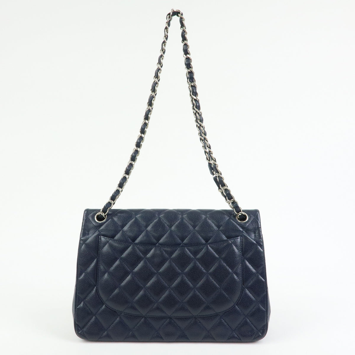 CHANEL Matelasse 30 Caviarskin W Flap Chain Shoulder Bag Navy A58600
