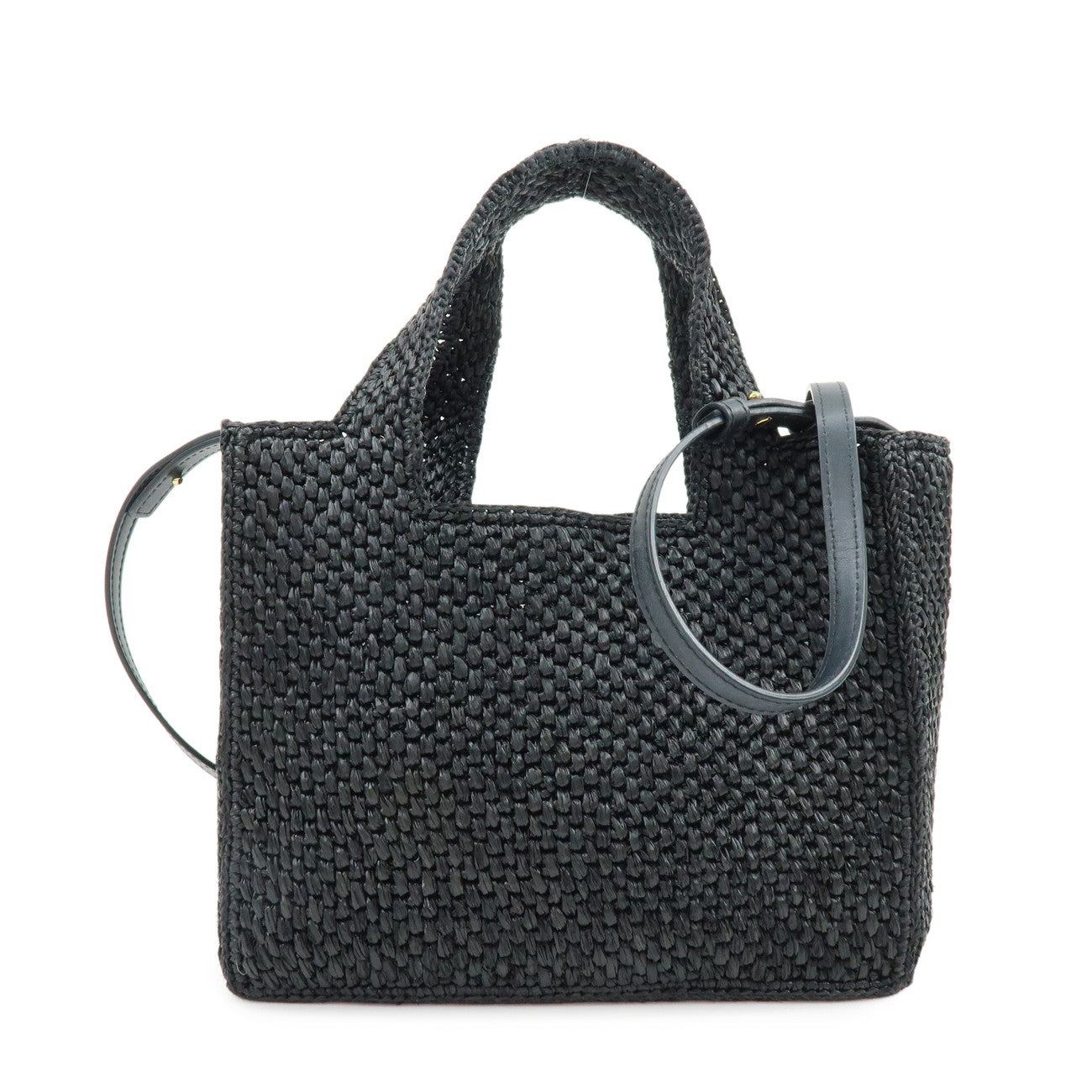 LOEWE Font Tote Raffia 2Way Bag Hand Bag Shoulder Bag Black
