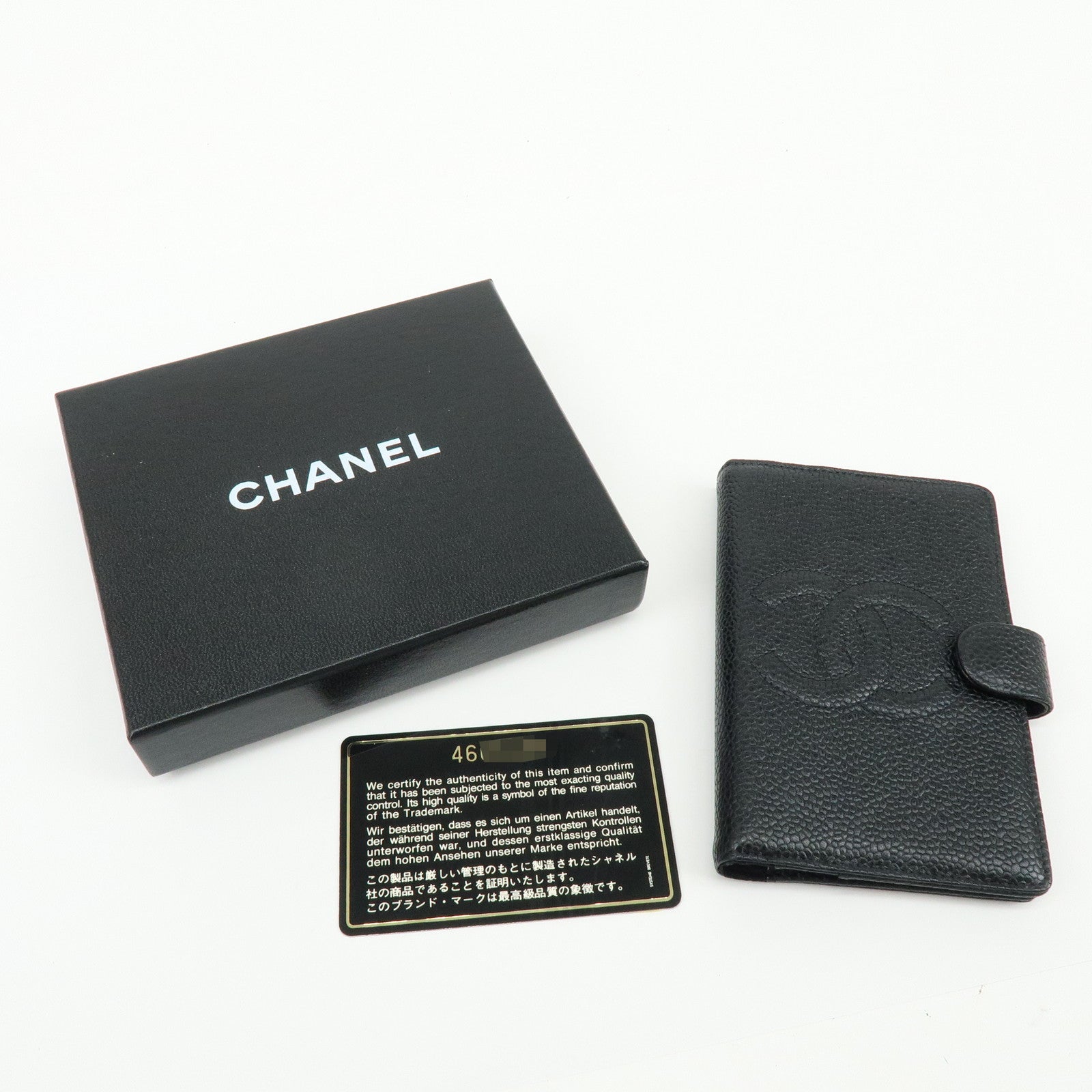 CHANEL COCO Mark Cavirskin Mini Agenda Cover Planner Cover Black A13506