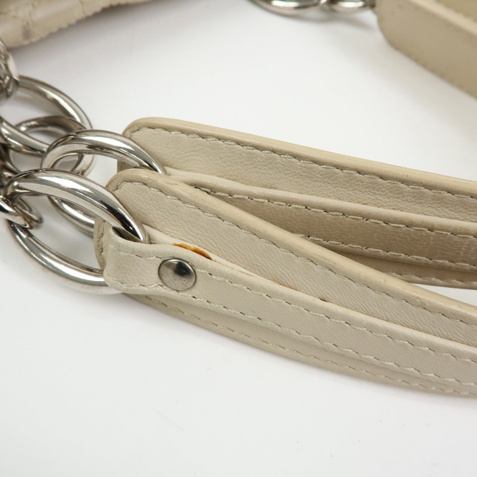 Christian Dior Lady Dior Cannage Lamb Skin Hand Bag Ivory