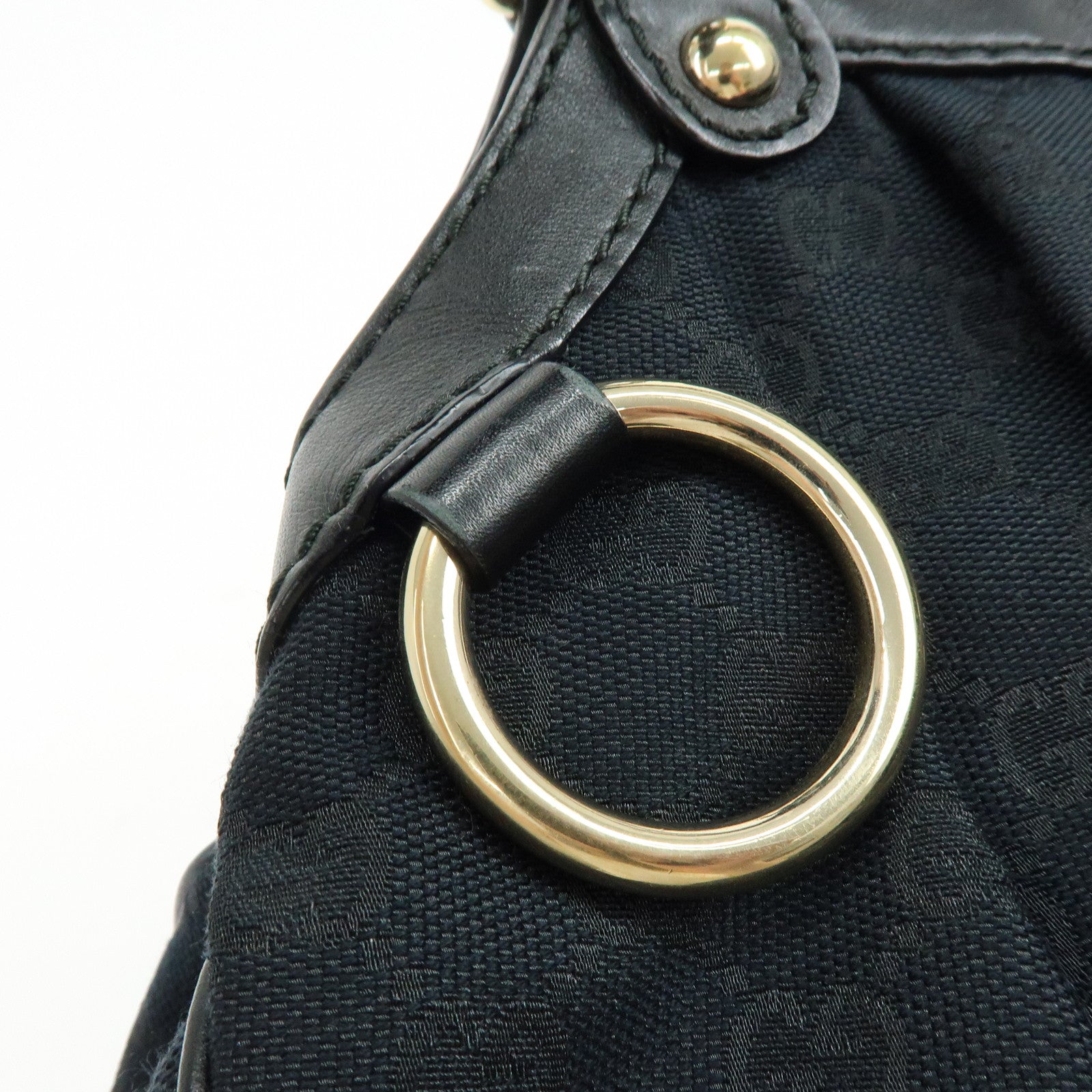GUCCI Sukey GG Canvas Leather Tote Bag Hand Bag Black 211944