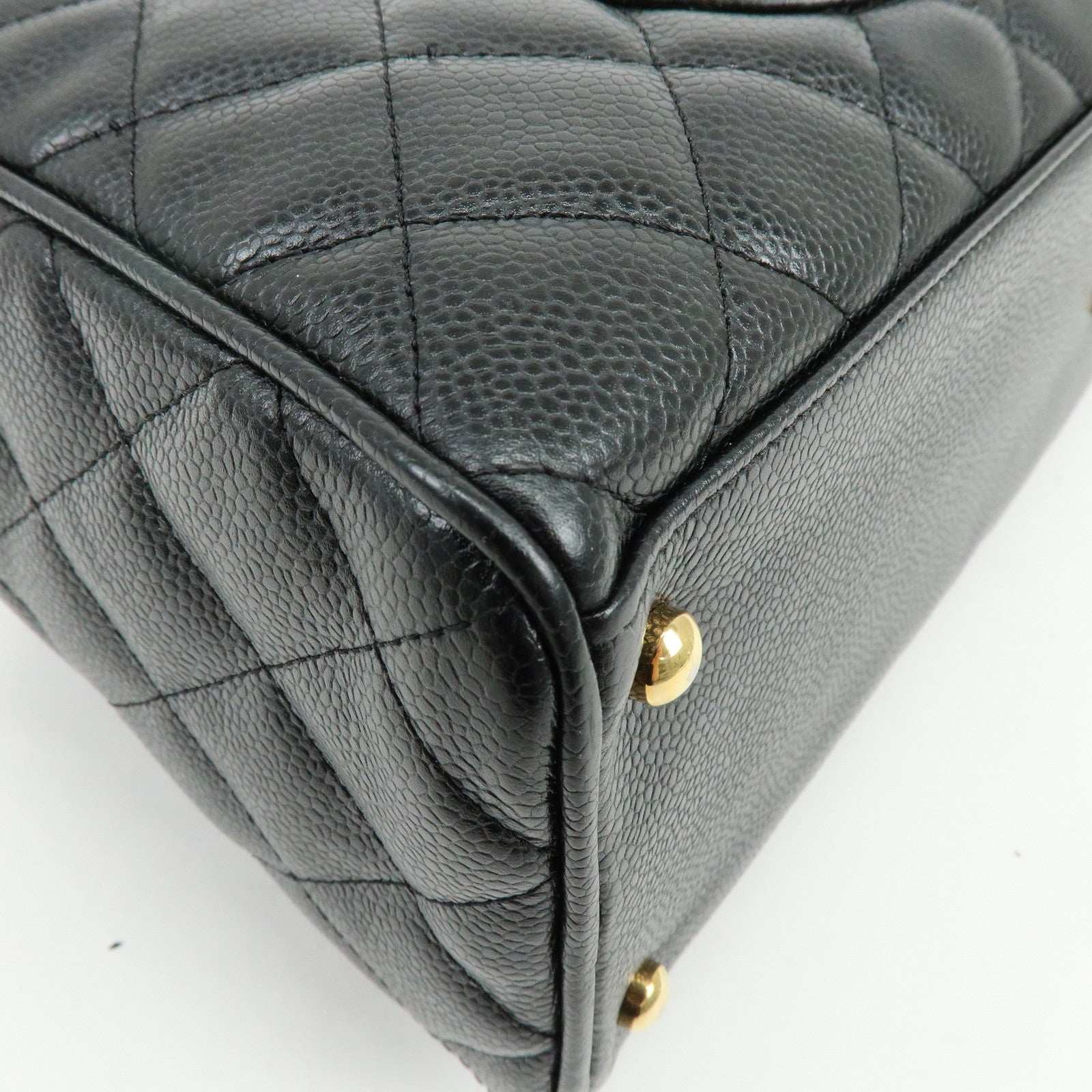 CHANEL Matelasse COCO Mark Caviarskin Boston Bag Hand Bag Black A20997