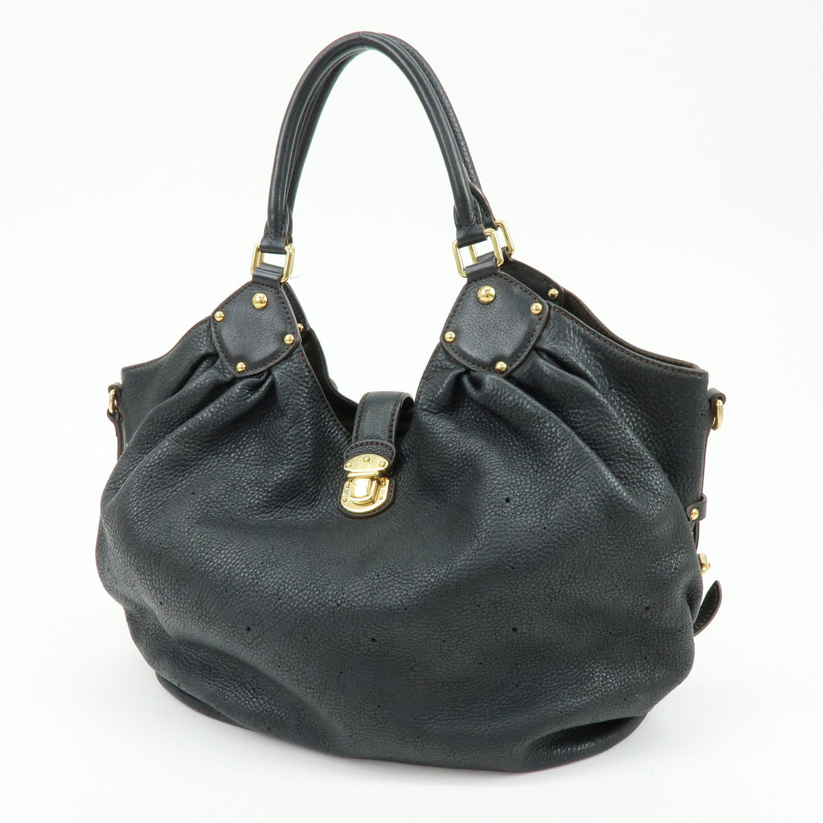 Louis Vuitton Monogram Leather Mahina L Shoulder Bag Noir M95765