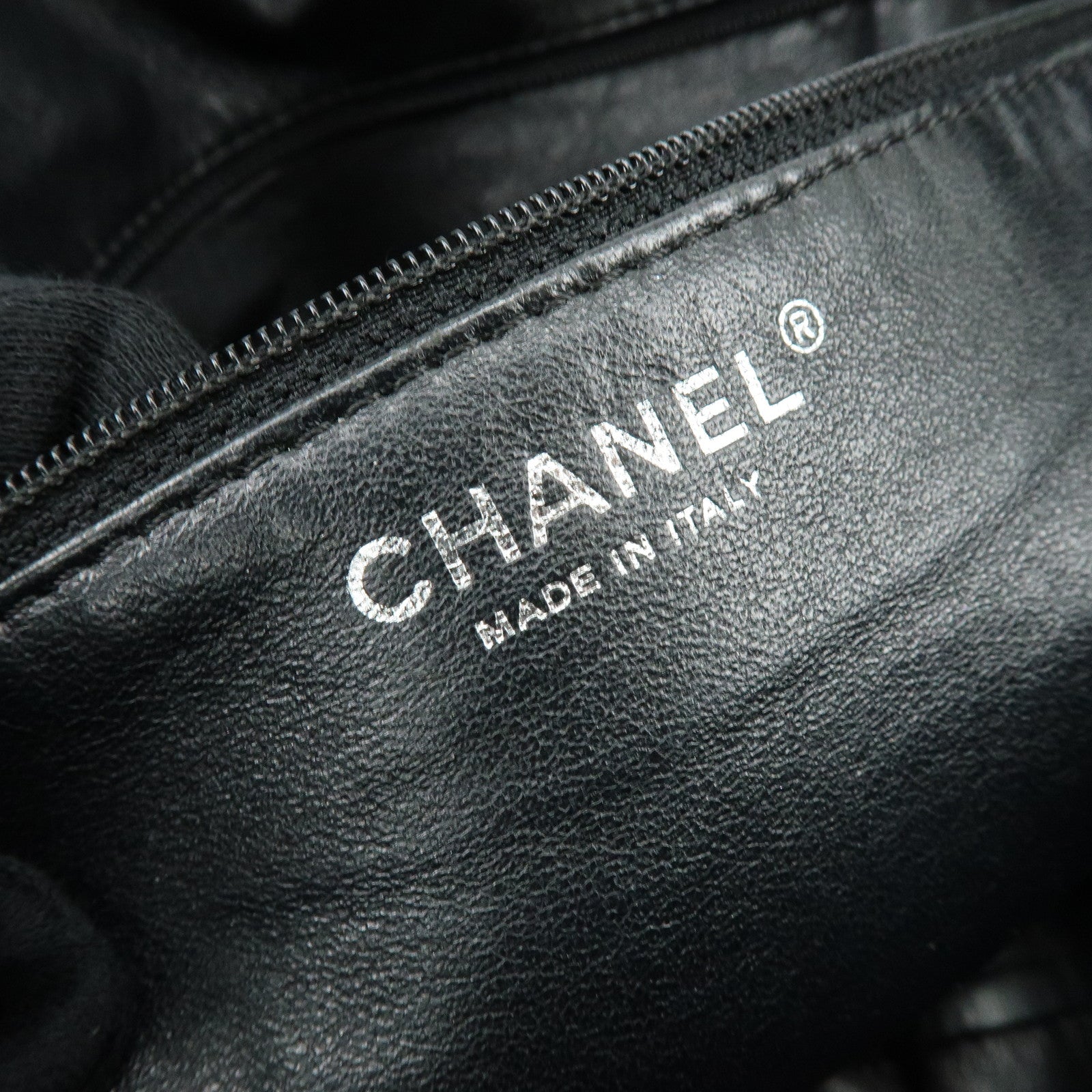 CHANEL Luxury Line COCO Mark Calf Leather Shoulder Bag Hand Bag Black