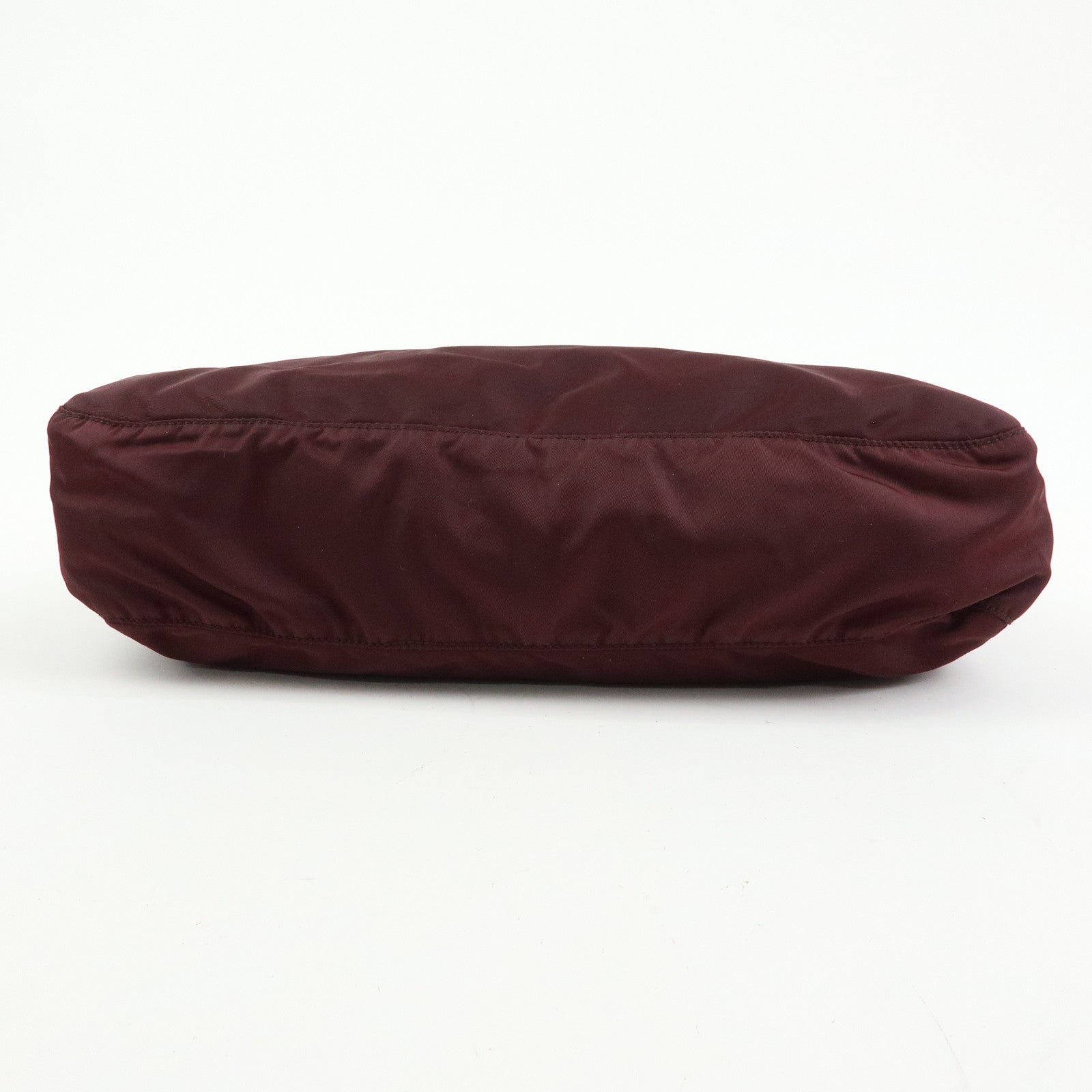 PRADA Triangle Logo Nylon Leather Shoulder Bag Burgundy BT0426