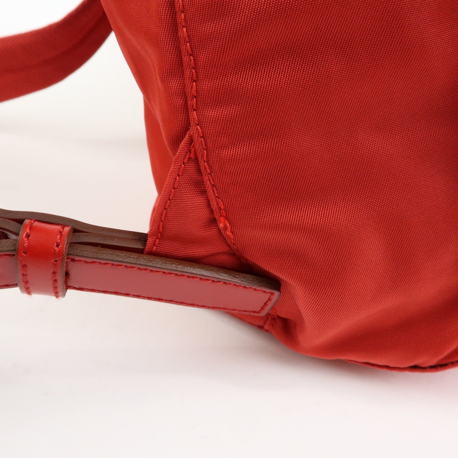 PRADA Triangle Logo Nylon Leather Backpack Rucksuck Red