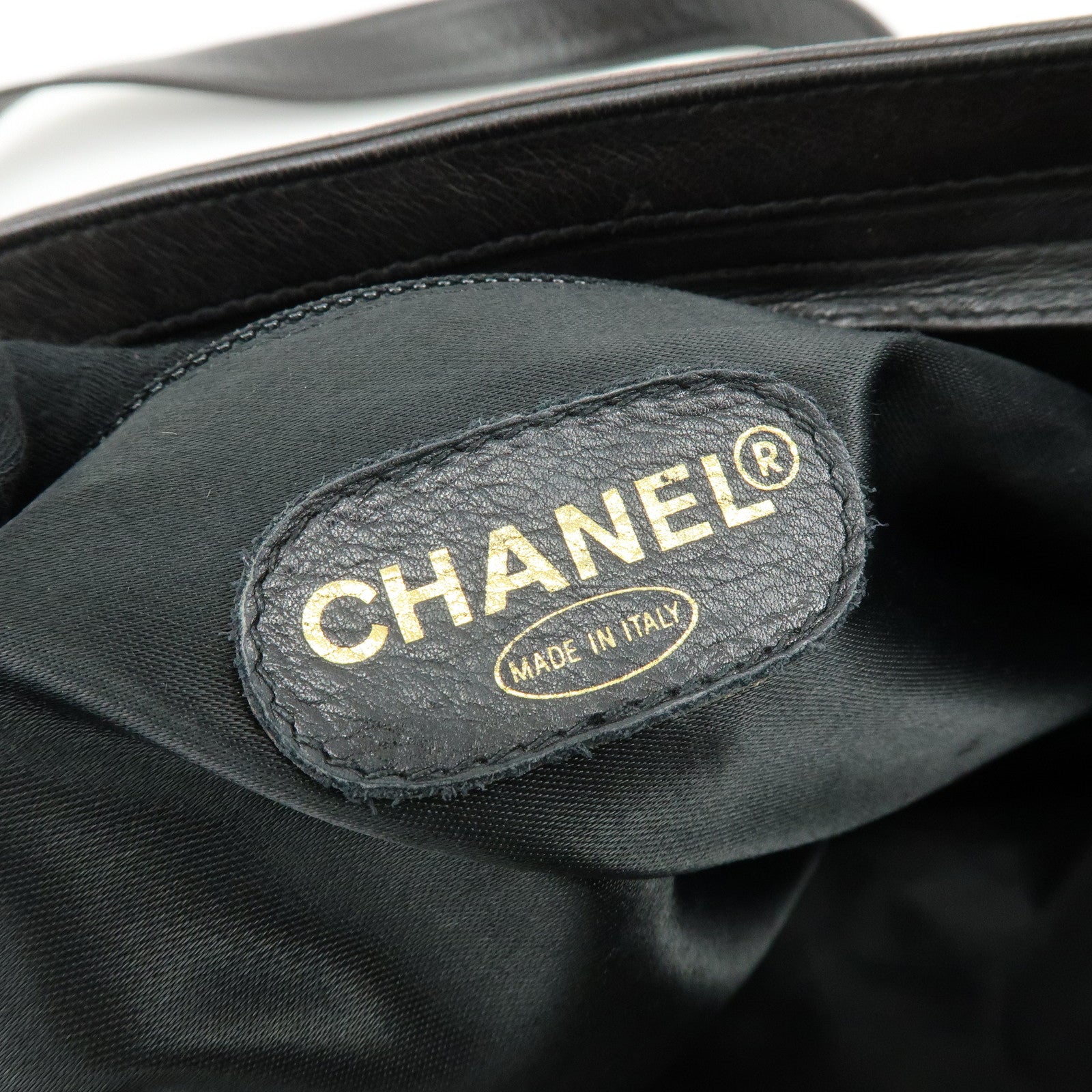CHANEL COCO Mark Lamb Skin Chain Tote Bag Shoulder Bag  Black
