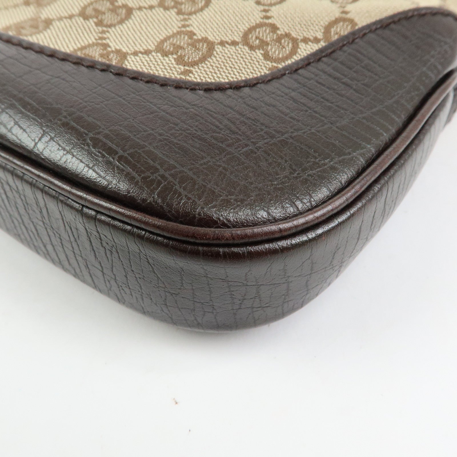 GUCCI Sherry Jackie GG Canvas Leather Shoulder Bag Hand Bag Bown 00963