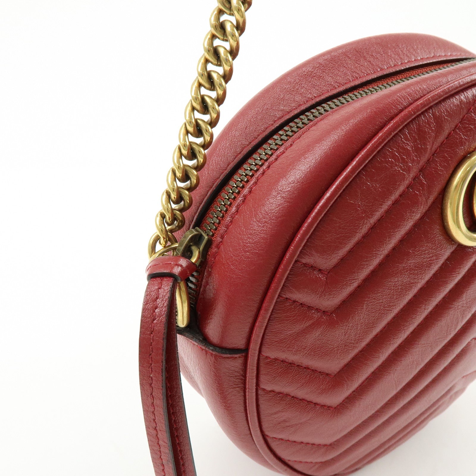 GUCCI GG Marmont Chevron Leather Chain Shoulder Bag Heart 550154