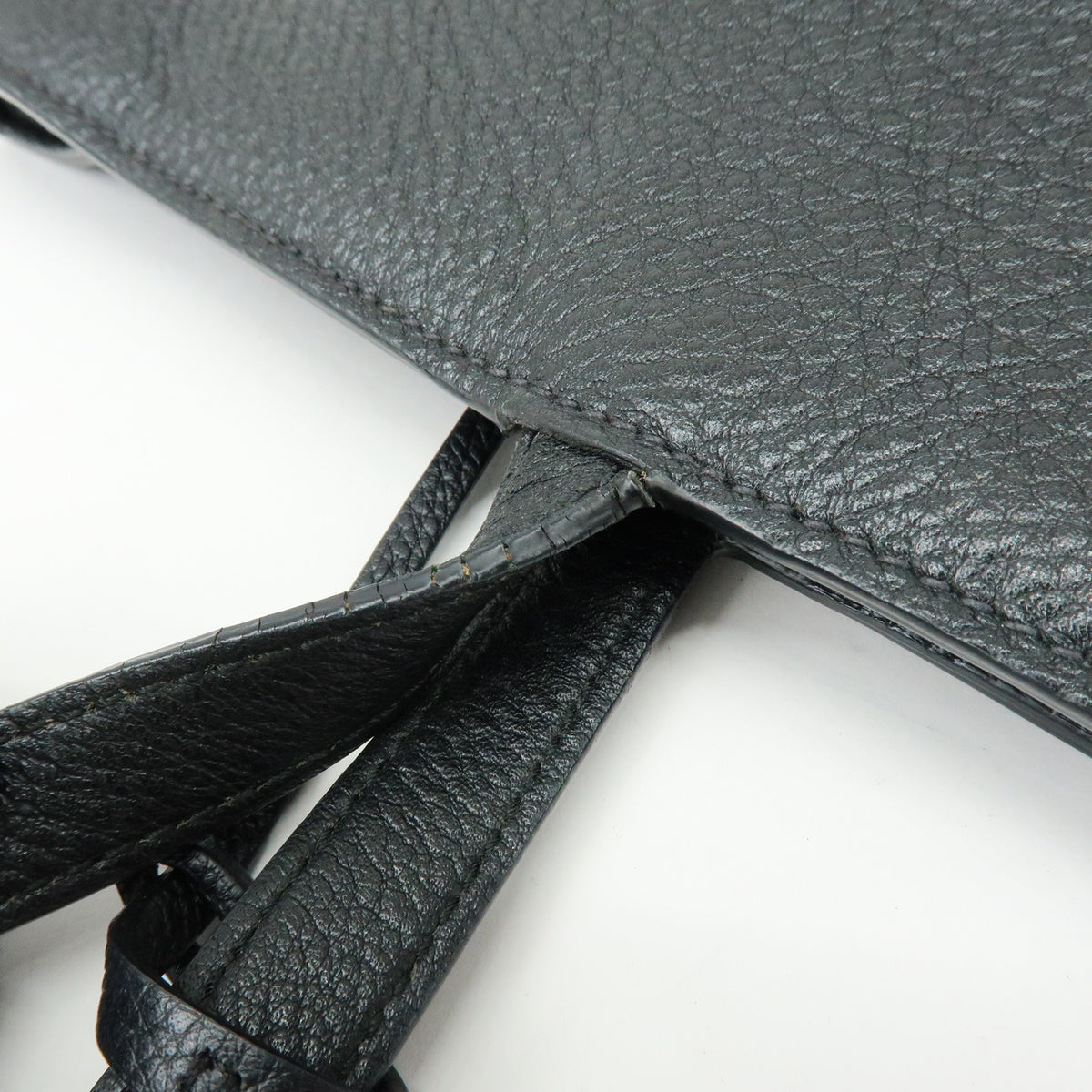 PRADA Logo Calf Leather Tote Bag Shoulder Bag Black