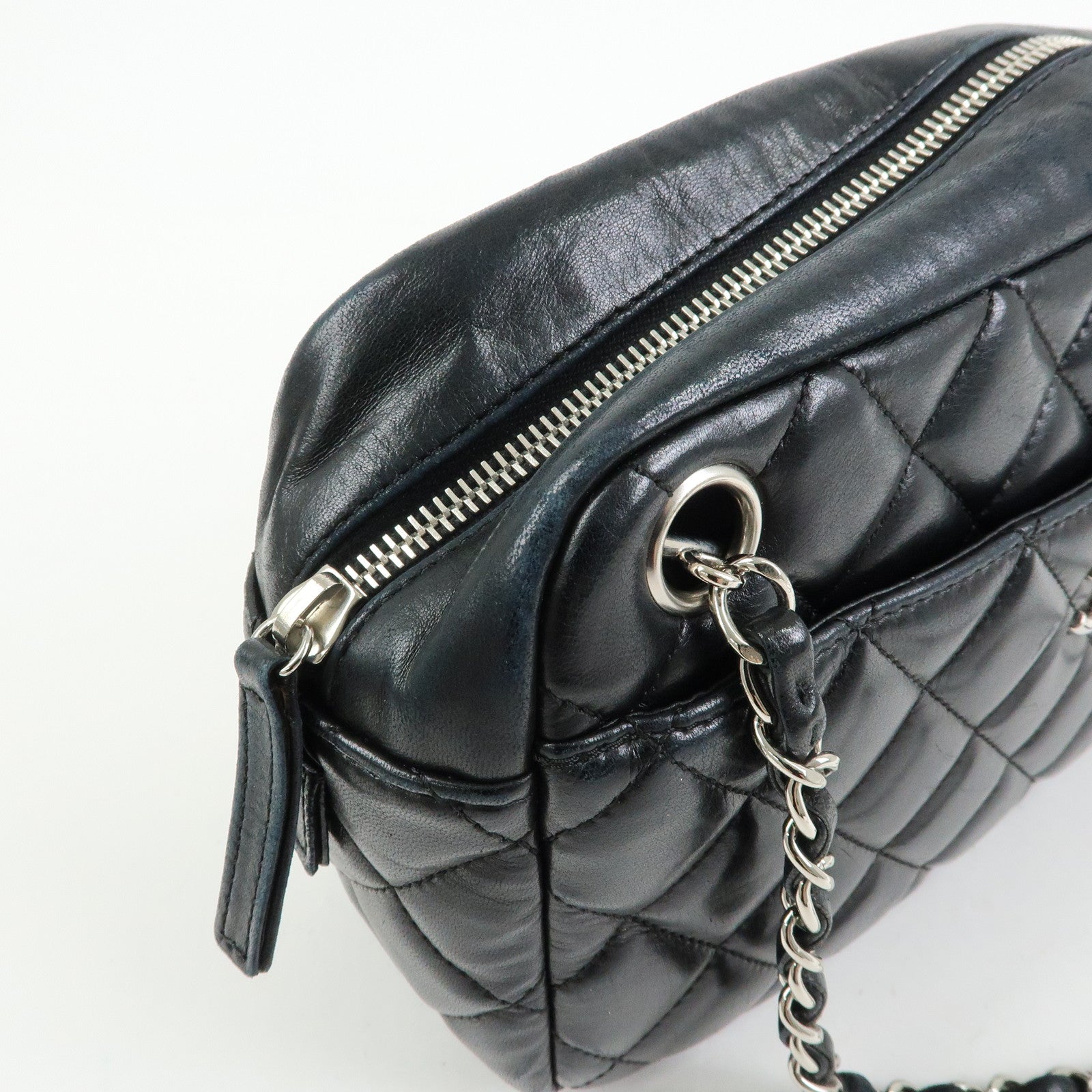CHANEL COCO Mark Matelasse Lamb Skin Chain Shoulder Bag Hand Bag Black